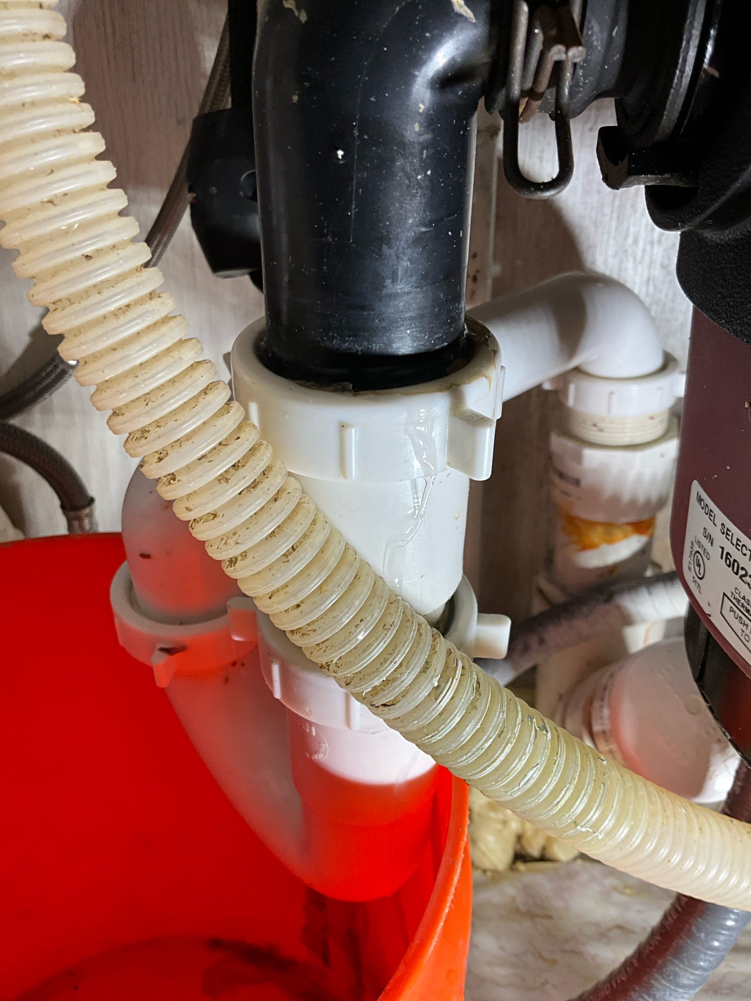 Call for garbage disposal.

Arrived and discovered disposal had a blockage in the p traps. Ms. Rochelle also mentioned water leaking under the sink. When I checked for water leaks I found that the kitchen faucet sprayer line has a leak. Also discovered incorrect trap components, and a missing gasket. Also incorrect p trap setup. 

I recommend replacing disposal, faucet, and rebuilding the drains.

After speaking with home owner on phone, he has requested three quotes, and each have been provided.