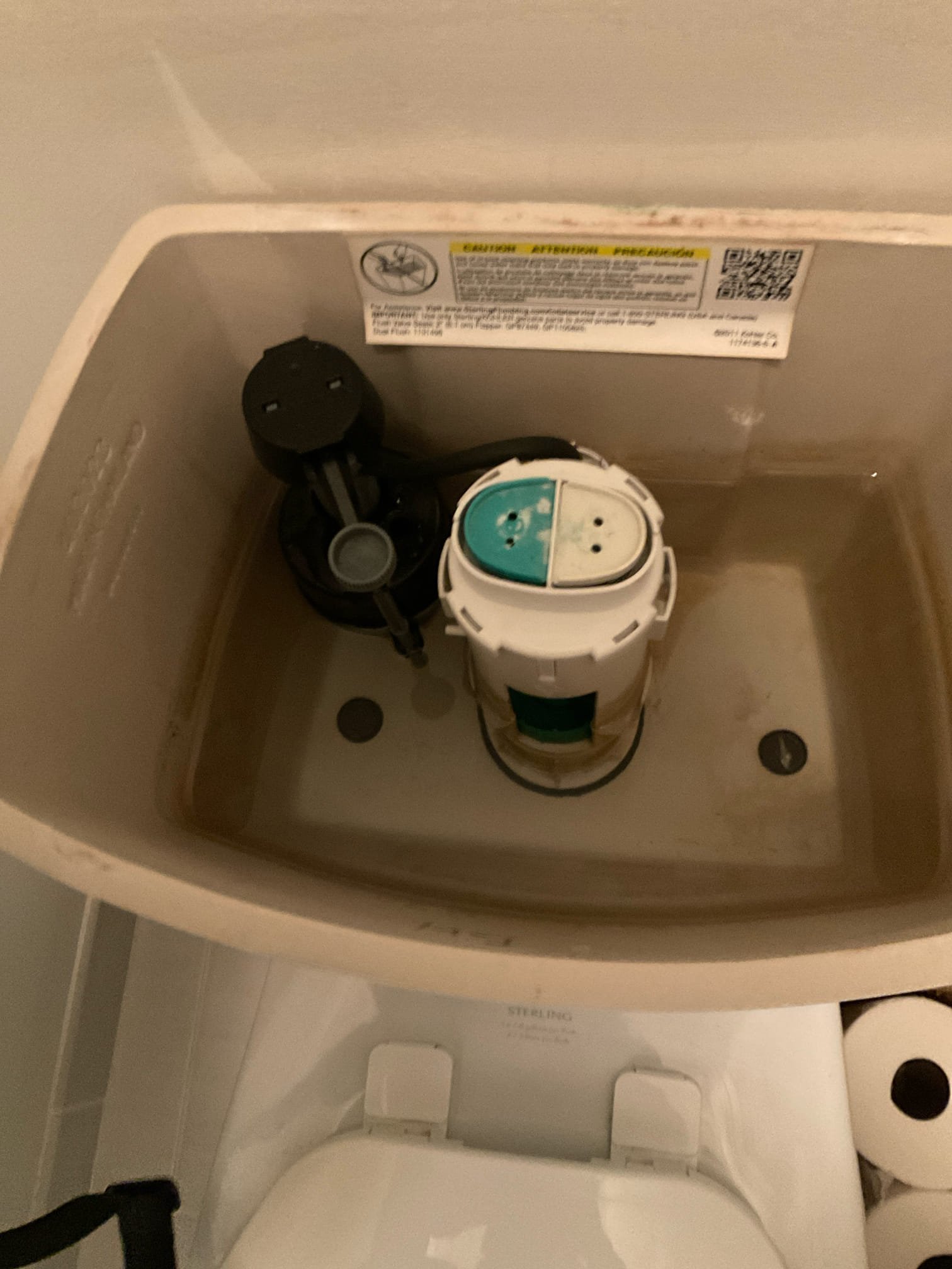 Checked two running steling dual flush toilets  , Braulio will order more parts and come back install it for no charge 