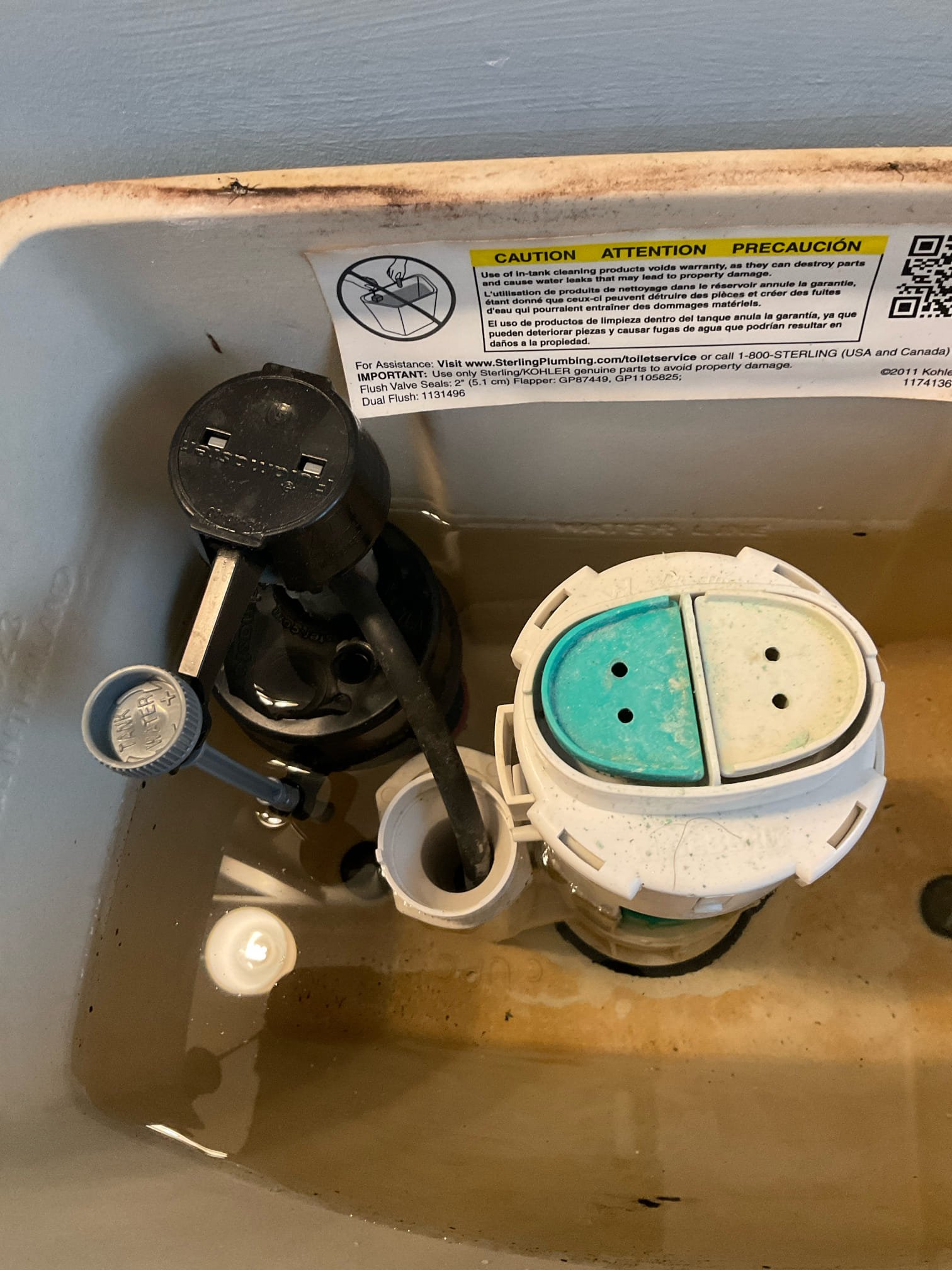 Checked two running steling dual flush toilets  , Braulio will order more parts and come back install it for no charge 