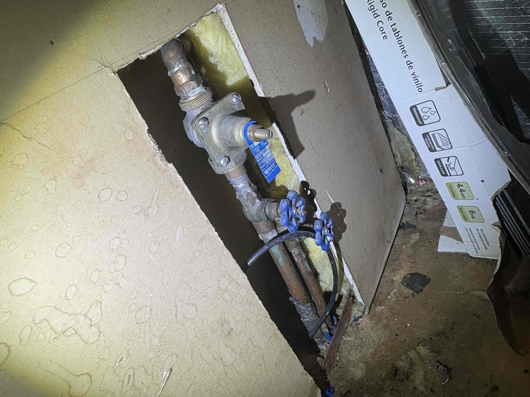 Came out today to complete the work previously quoted. We repiped the newly installed by another contractor nat gas water heater, adding new ball valve shutoff and proper support for the thermal expansion tank per code. Got rid of the 2 leaky valves by the water heater on cold side. We also got rid of the copper gas line as it is not allowed anymore, and replaced with a coated gas flex per code. 

The water pressure on the home was over 100 psi with the safe range being 50-79 psi. To resolve this issue, we replaced the failed pressure reducing valve  in that same room as the water heater with new 3/4” watts pressure reducing valve, and set home pressure to 60 psi.

As far as the leaking ice maker line from before. I pulled the fridge out to see what would be needed to run a new line for the ice maker, and found the old copper line was capped and not hooked up to anything. No further work needed there until client decides they want to add an ice maker box/shutoff.

All work has 1 yr war