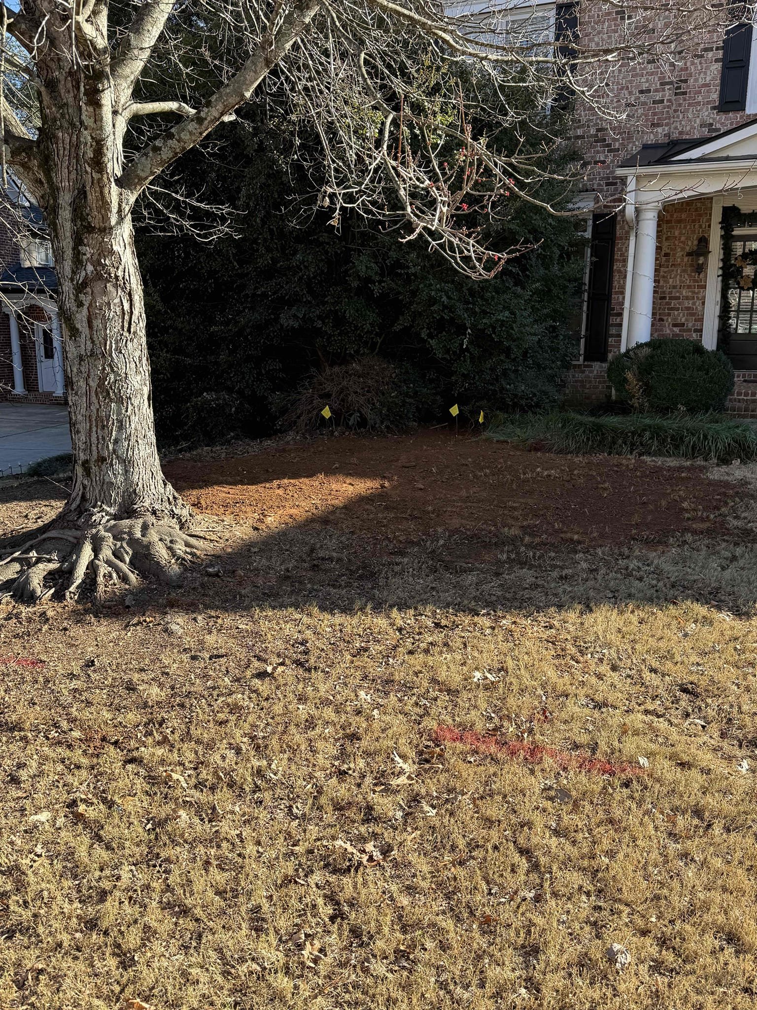 Returned to do a spot repair on water service. Dug up the ground and found a leak on one inch water service. Cut out the bad section of pipe and replace it with 1 inch pex. Turned water back on to check for leaks. No leaks found and meter is no longer spinning. No leaks upon departure 