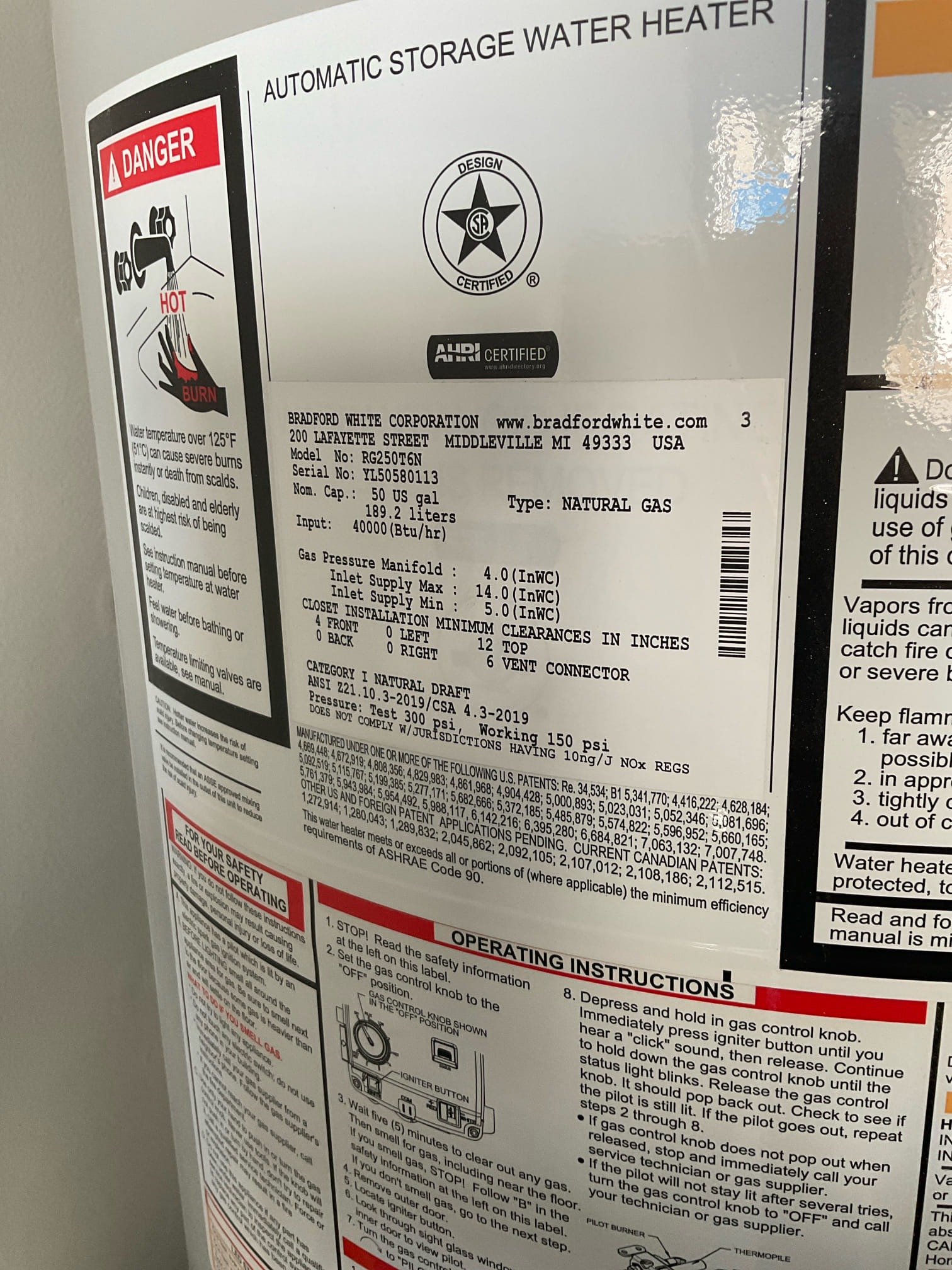 Quote repair and replacement of 50 gal gas water heater today 