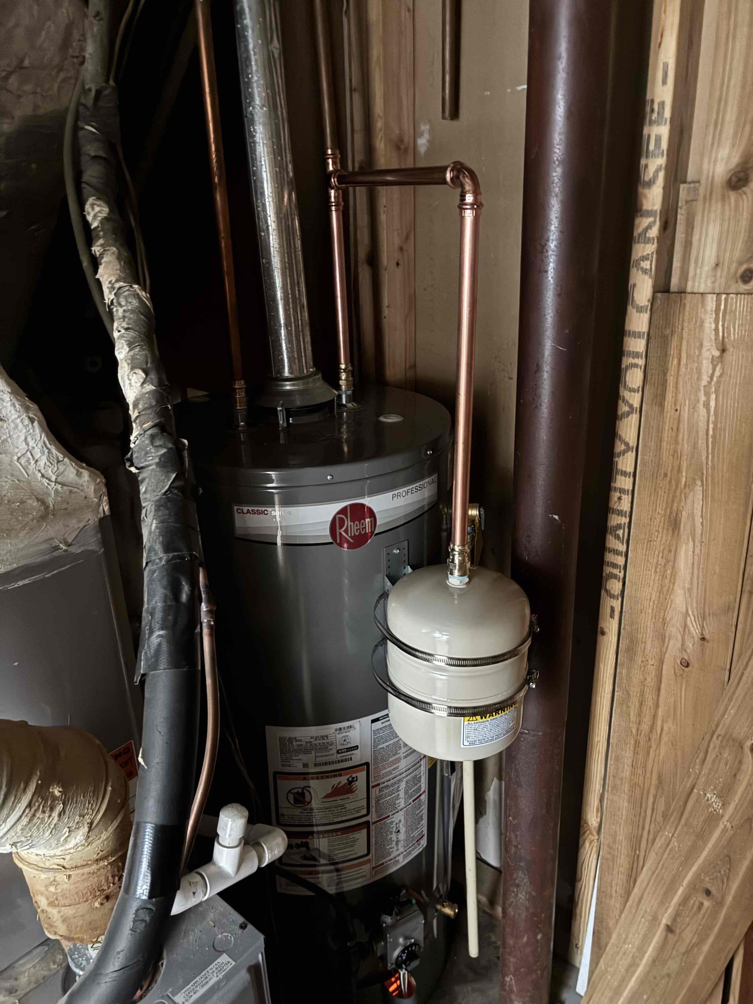 Replacing old water heater due to age. Installed 40 gal short water heater. Also found pressure to be high and suggested to replace PRV and main valve located in crawlspace. After replacements, checked for leaks and proper function. Pressure is now set at 60 PSI. 