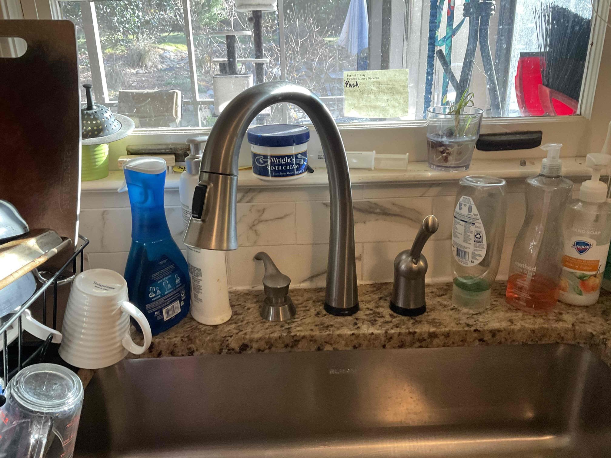 For this customer, the complaint was that they had three slow draining sinks upon arrival looked at all three sinks that the customer was complaining about, and there wasn’t any slow drains filled up multiple gallons of water for the sinks to make sure that they are correctly flowing and they are there are no issues with the sinks or commodes, the other issue was the tub drain in the hallway was draining slowly so what I recommended is to remove the linkage from the overflow to have the tub drain actually flowing properly. The house consist of brass copper and cast-iron so it’s expected to drain a little bit slowly before replacing the pipes, CUSTOMER also had a kitchen sink faucet that she wanted the cartridge placed on upon further evaluation. The screw for the cartridge has been worked on before because it is stripped out completely. Whoever put it back in stripped it out when they replaced the cartridge blast recommended to either drill it out and potentially find the screw and or 