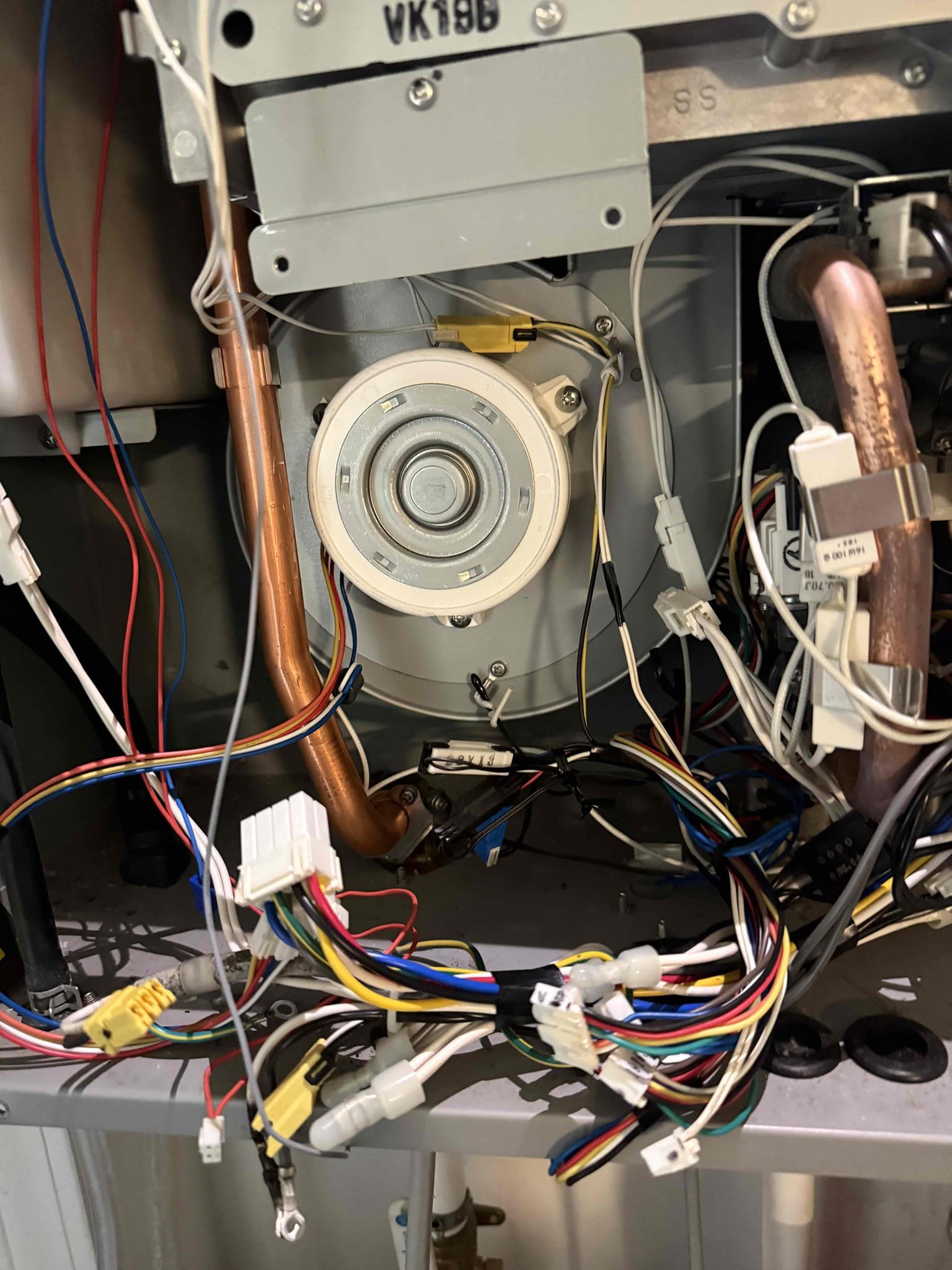 Returned to install customer supplied parts for Rheem tankless. Installed new motherboard and new blower motor. Reconnected all wires on the new motherboard and fired up unit. Unit is no longer throwing error code and the customer has hot water again. Unit is working properly and no leaks upon departure 