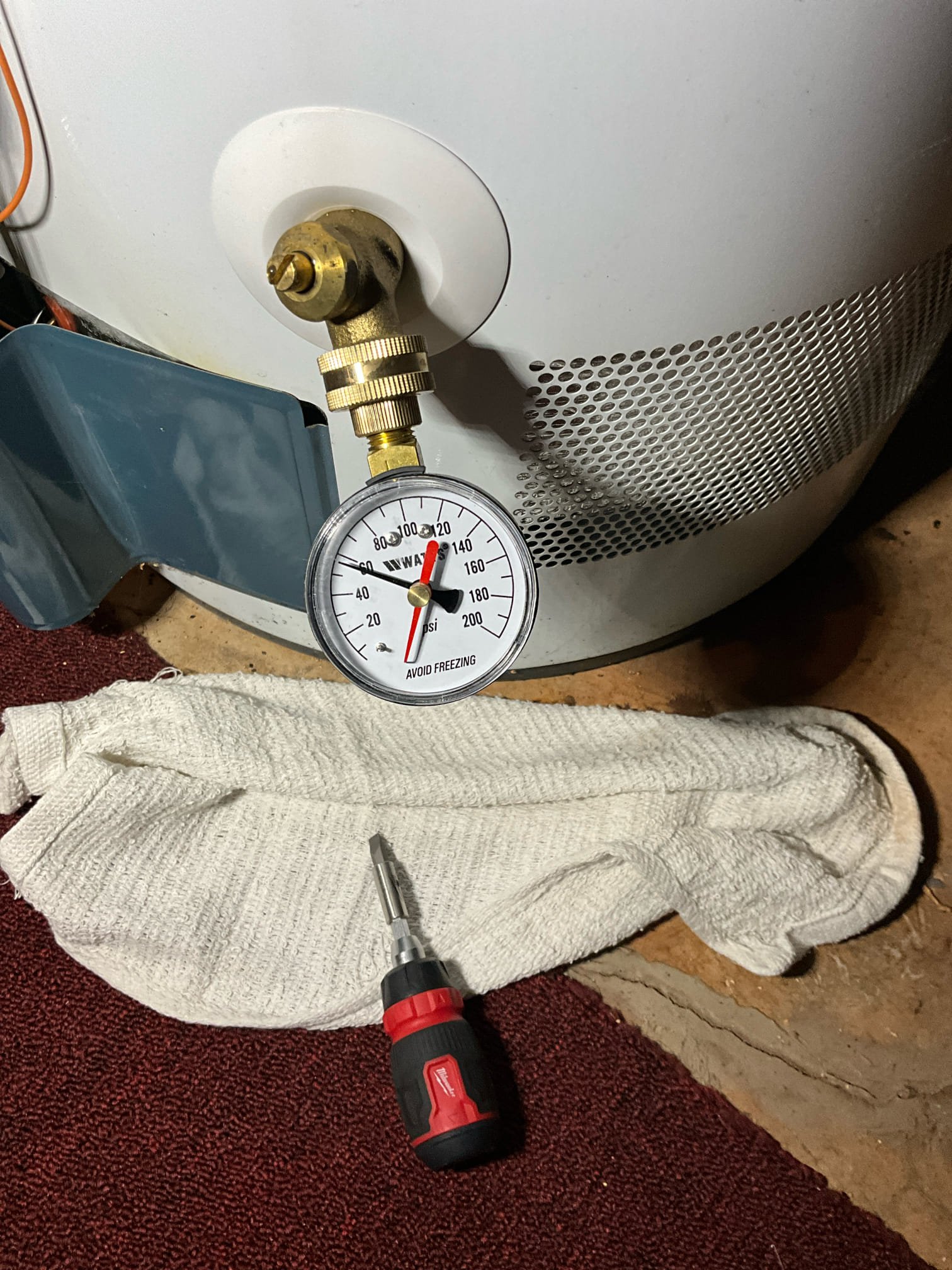 Return to install customer supplied kitchen faucet.

Removed faucet and installed Kohler faucet. Also added gasket to p trap drain tube off disposal.

When testing pressure I discovered that the water heater is 3-5 years pst its life expectancy, and has not been flushed. Black water released when checking pressure. I strongly encourage to replace the unit as soon as possible.