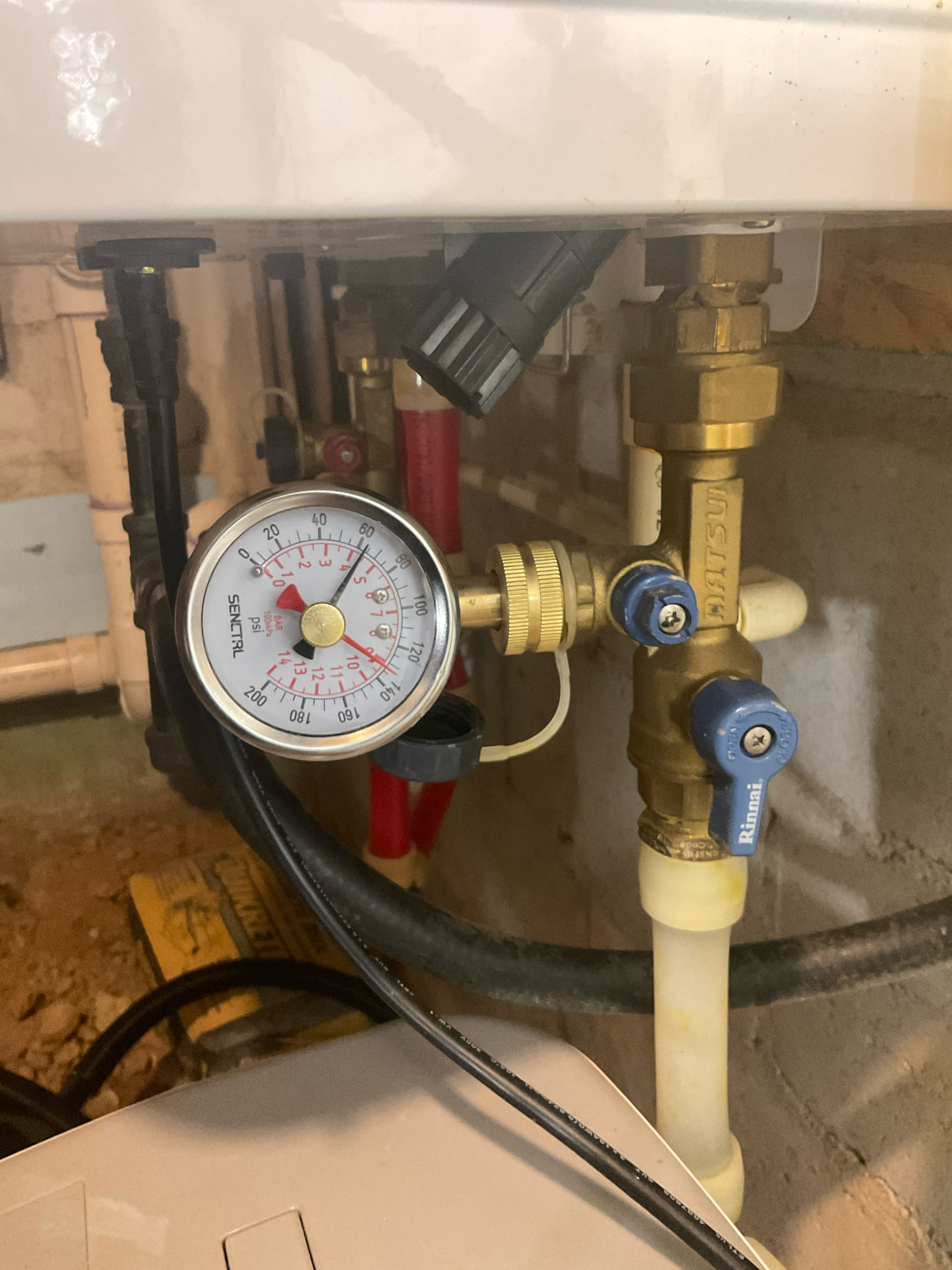 Existing tankless unit not working, this unit has not been flushed , vent pipe is not correctly, used foam core pipe instead pressure pvc , gas line is 1/2 “ , best use 3/4 “ instead for 199,000 btu unit 