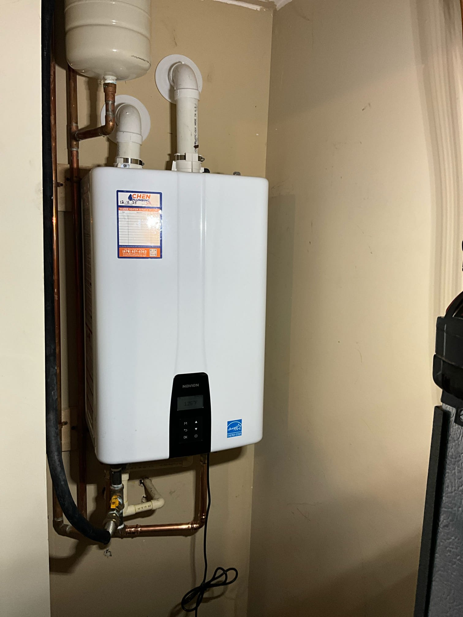 Call for inconsistent hot water.

Arrived and met with Troy. He states that after our recent tankless water heater installation he has had inconsistent hot water, and delayed hot water, in the master bathroom. 

I discussed some of the history of the property and water heater. See invoice history for complete accounts, An abbreviated accounting is:
We installed a Rinnai water heater approximately five years ago. In December of 2024 Mr. Nottingham experienced inconsistent hot water issues and called us out (invoice  185838844). Crossover tee failure led to similar issues, and tankless error codes were documented and addressed. This year we replaced the unit and installed a condensing navien tankless. Home is 25 years old, and master bathroom has been recently renovated (2-3 years). Pressure regulating valve is functioning well nd water heater is correctly set up. Crossover tee in master is the most likely failure point. When removing and replacing the crossover I found that the gaskets 