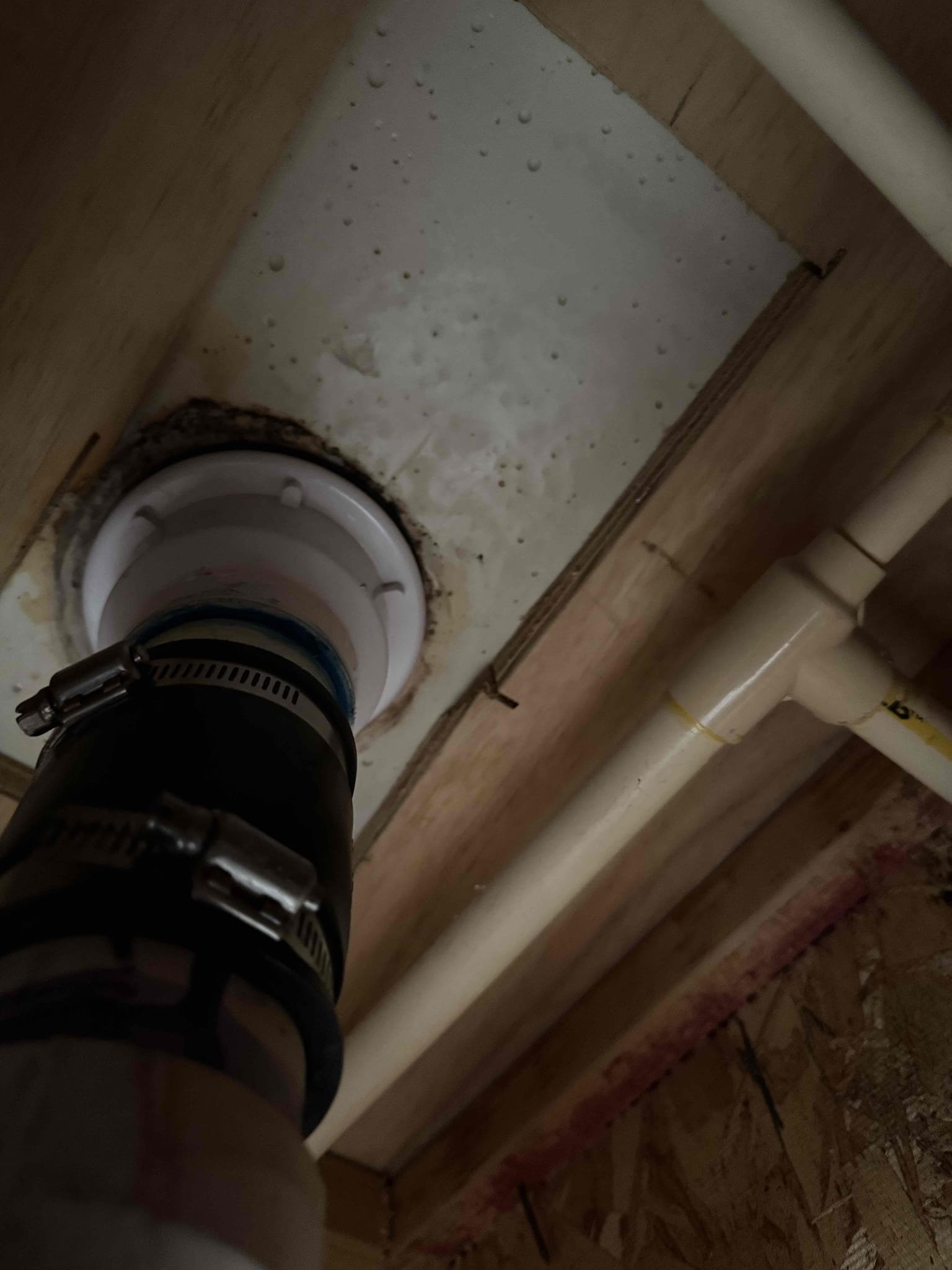 Customer stated that in garage there was a leak coming from ceiling. Said a customer that we will need to cut sheet rock to see what is leaking and customer agreed. Went ahead and cut sheet rock on ceiling and found that master bath shower drain was dripping. Replace shower stall drain and also P-trap. Afterwards tested by running shower for about 5 to 10 minutes, and no leaks were present at this time. Also on main floor rebuild toilet by replacing fill valve flat and supply line and also replaced shut off valve for toilet for no extra charge. Tested and no leaks were present at this time cleaned up work area.