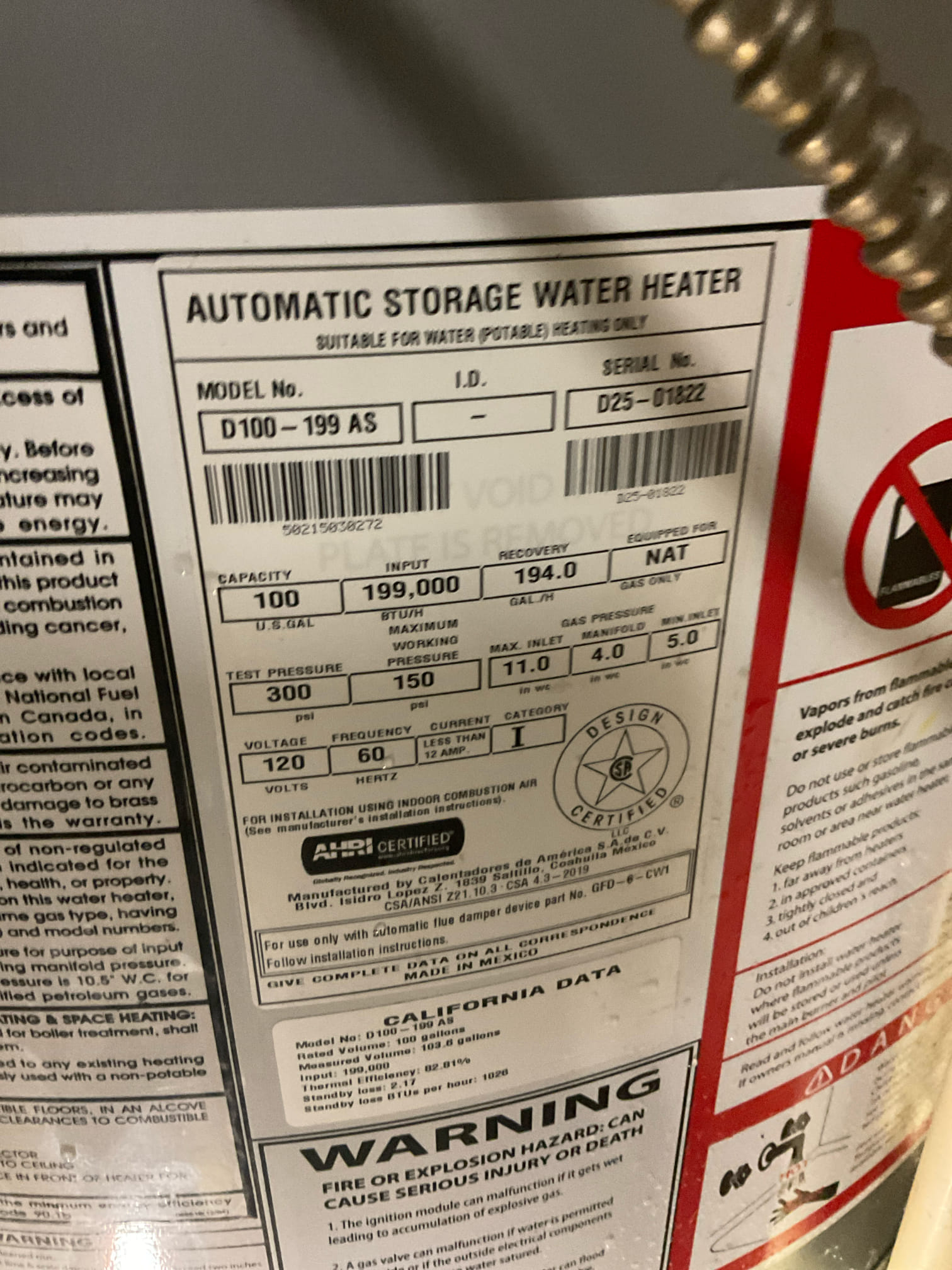 Emergency plumbing service, replaced a commercial 100 gallons 199,000 btu gas water heater for the restaurant 