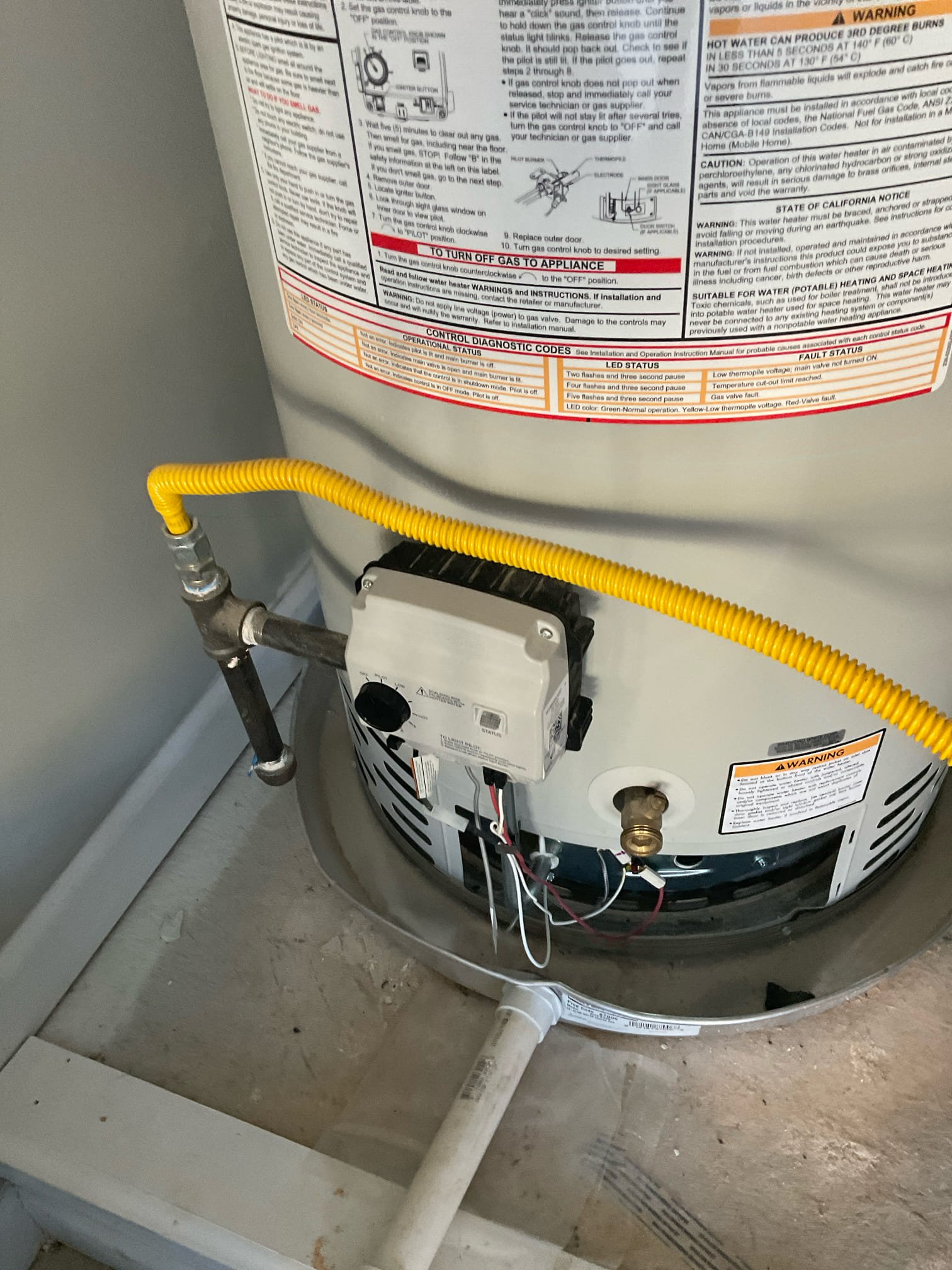 Replaced a gas control for Bradford white water heater today 