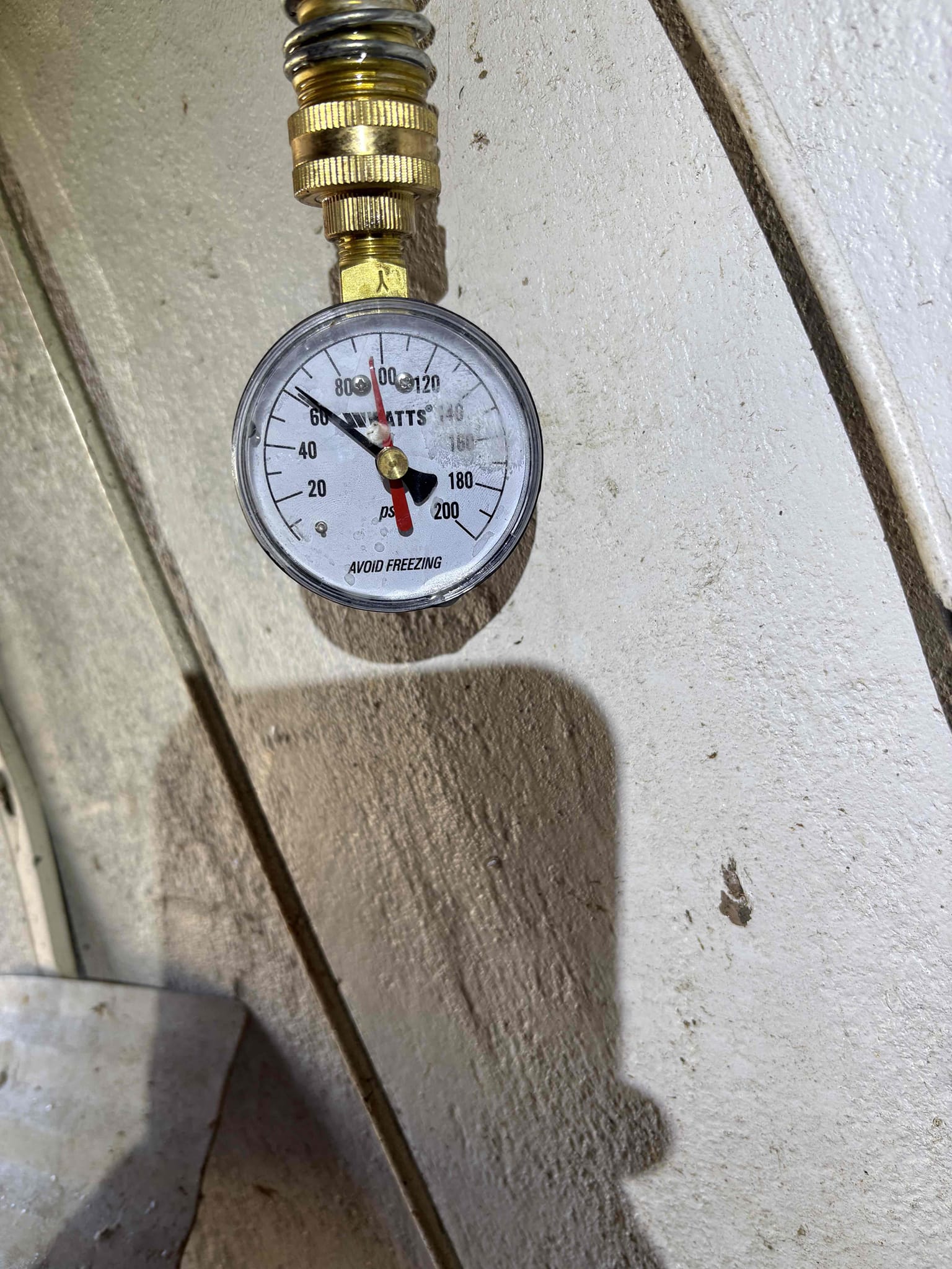 Client called us out due to their main floor powder room toilet slightly leaking at the base, down into the crawl space. While in crawl space we noticed the water pressure reducing valve looked original to home so we checked the water pressure. It was over 130 psi, which is much higher than the ideal range of 50-79 psi. 

Today we replaced the failed pressure reducing valve with new watts 25aub prv and new ball valve for shutting water off to home. Set home pressure to right around 60 psi. 

1 yr warranty on pressure reducing valve 