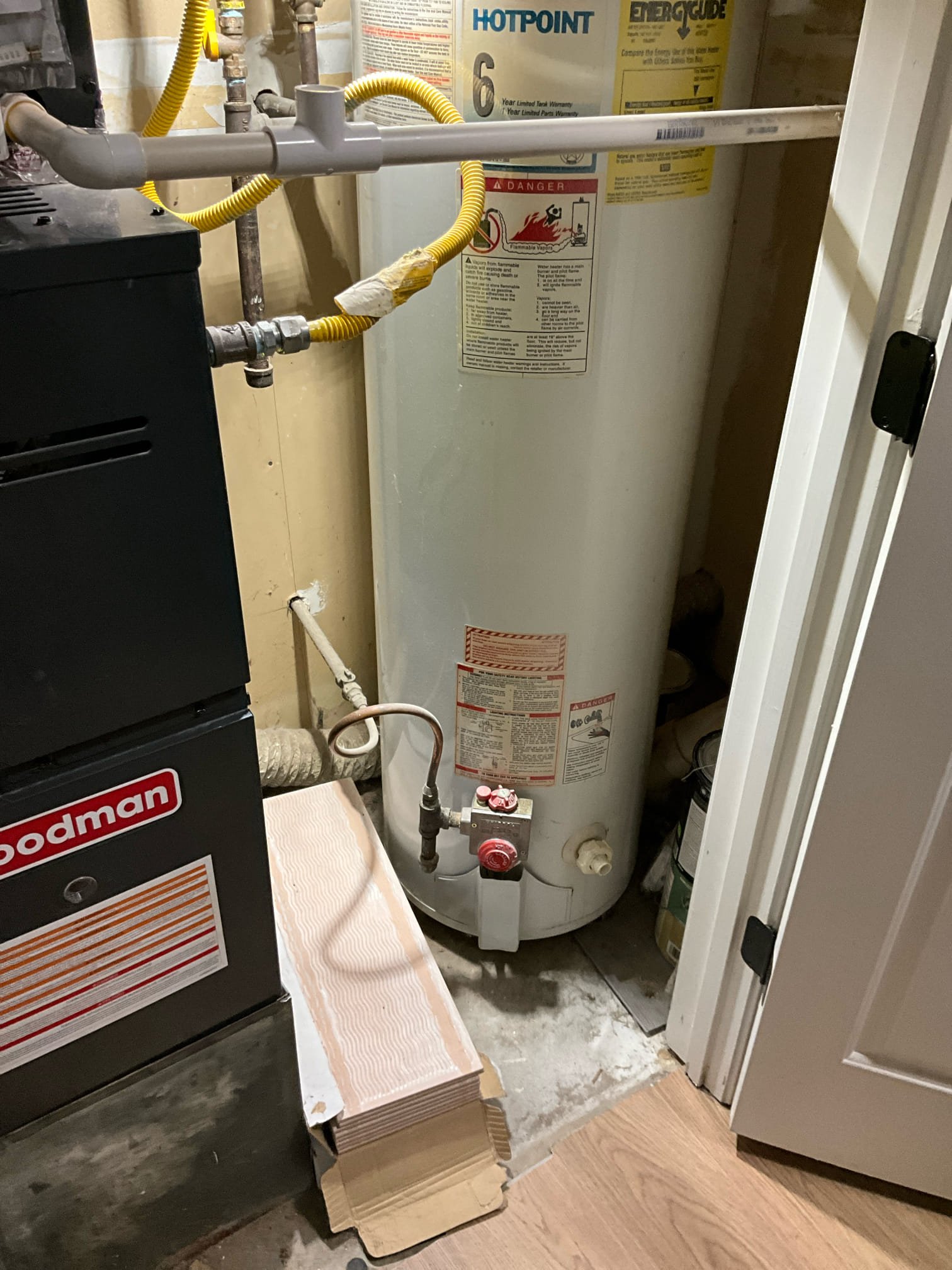 Call to provide estimate for water heater replacement

Measured and checked space availability, and have provided estimates.

Also tightened a gas fitting that was leaking.