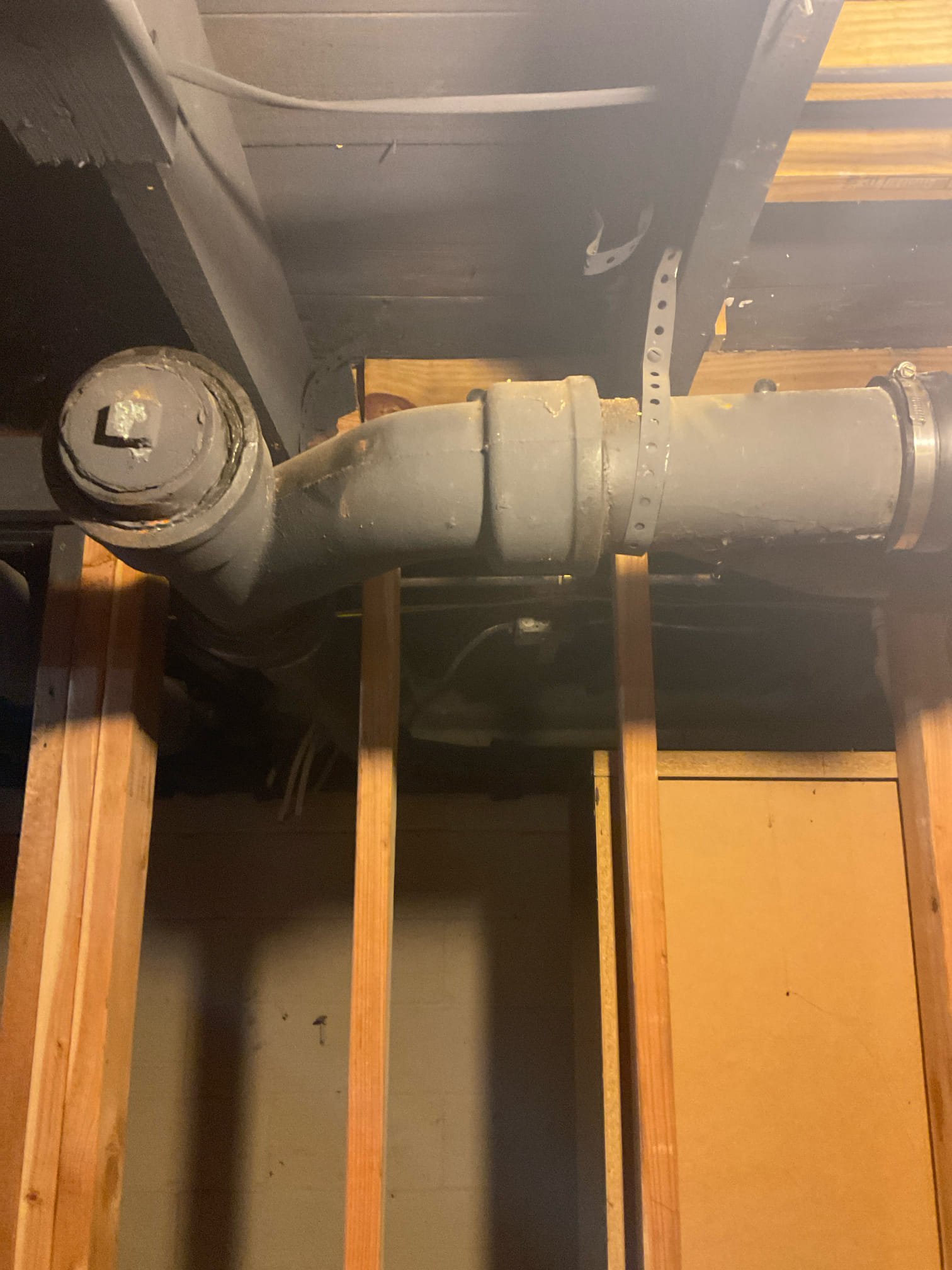 Replaced remaining cast iron pipe in basement with PVC pipe , replaced a toilet flange as well , second toilet flange was replaced by customer 