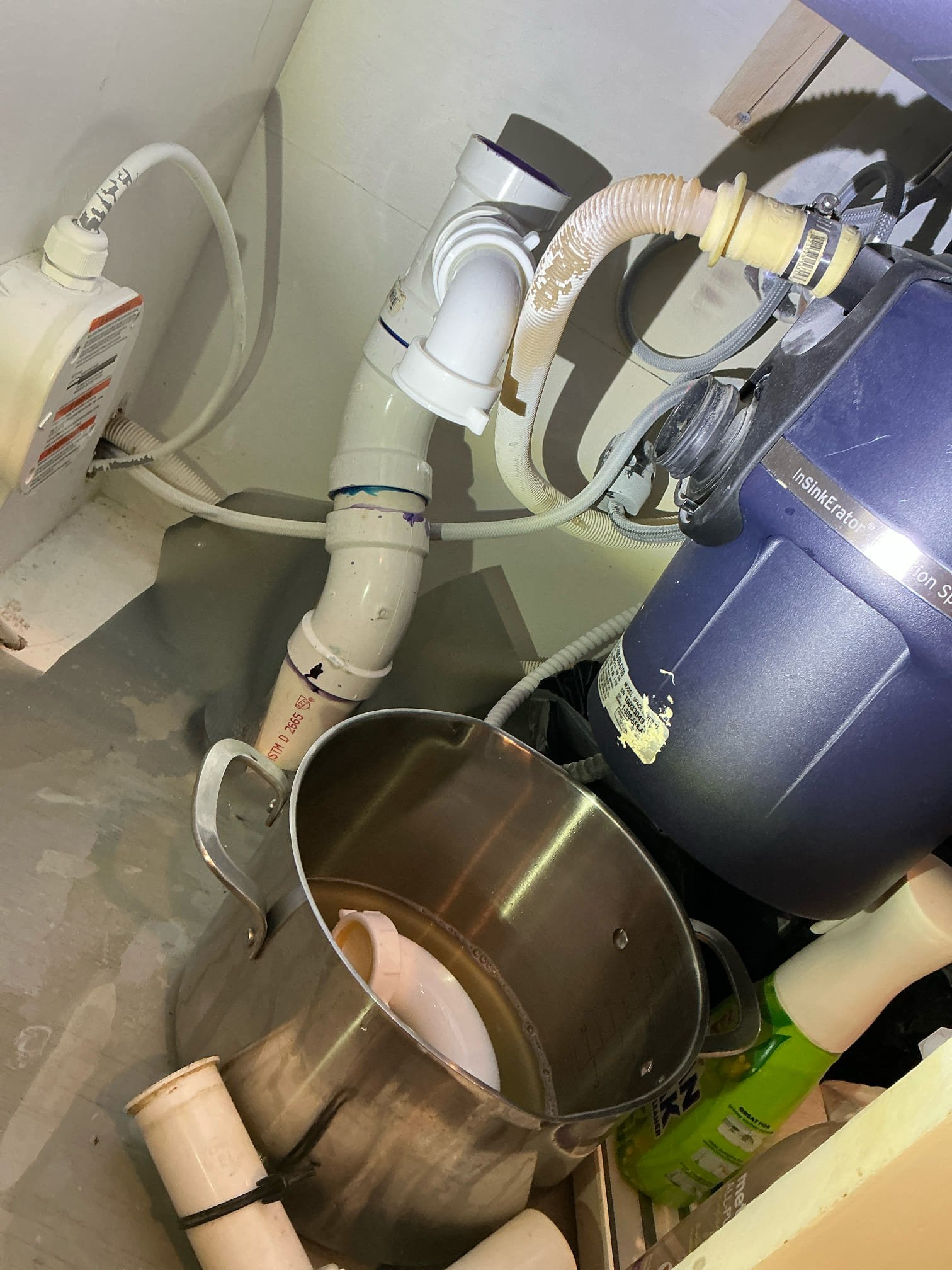 Was called back out due to kitchen sink drain ptrap coming apart. The saintee was too high, so we cut it out and lowered the samitee down, to give some room to put ptrap on properly.