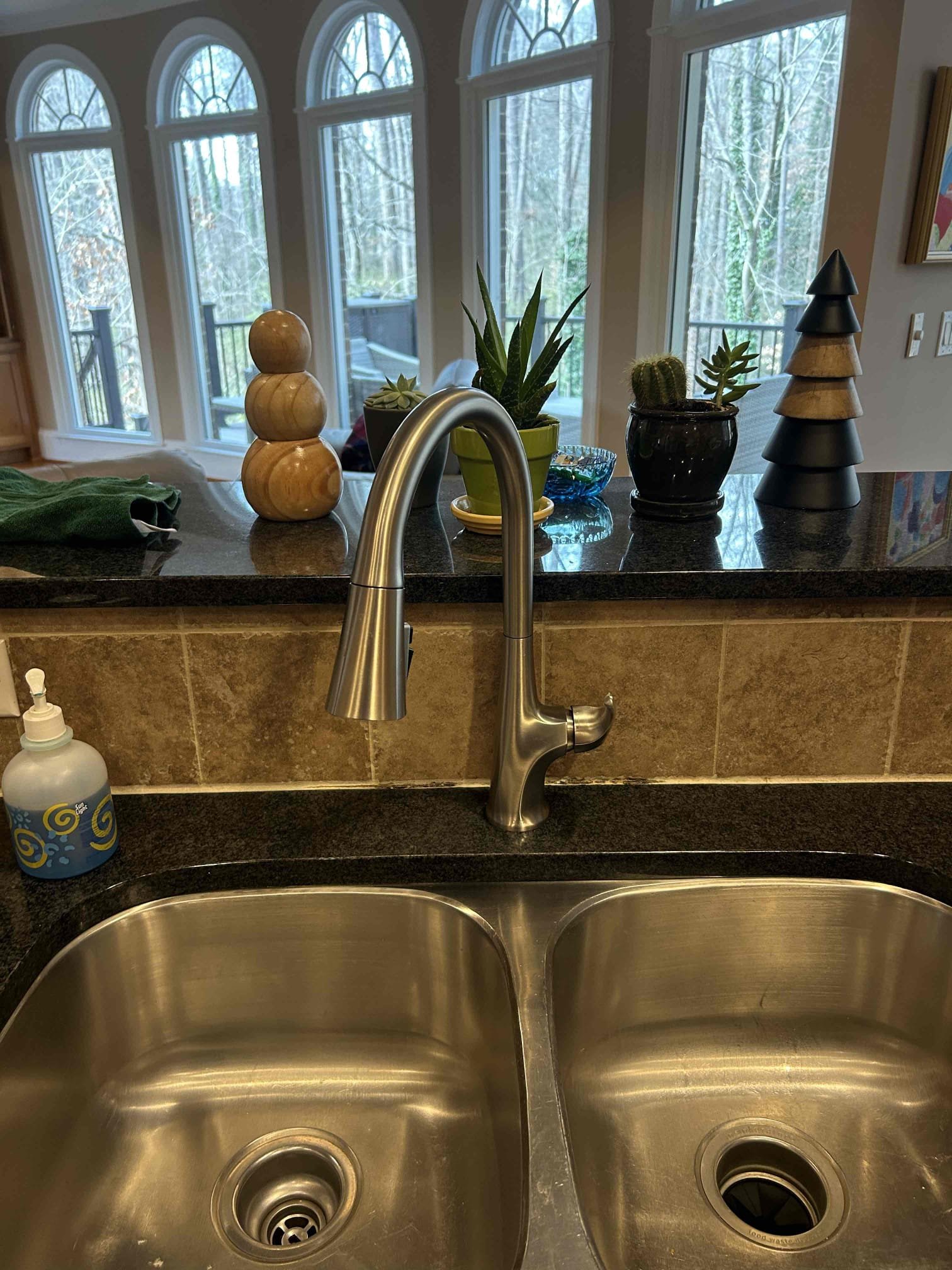 For this CUSTOMER, we went ahead and replaced the kitchen sink faucet due to a leak on the internal supply line. There is no fix for it in that case we had to go ahead and replace the faucet so that is exactly what we ended up doing with that mind, the customer supplied us with a brand new Moen faucet and one head and installed that Moen faucet came with pre-existing supply lines. Tied everything together and there’s no further leaks at this time. Customer also wanted me to take a look at the washing machine drain line. They had painters come in and remove a zip tie from the supply line and the drain line so I added a new one and no extra cost
