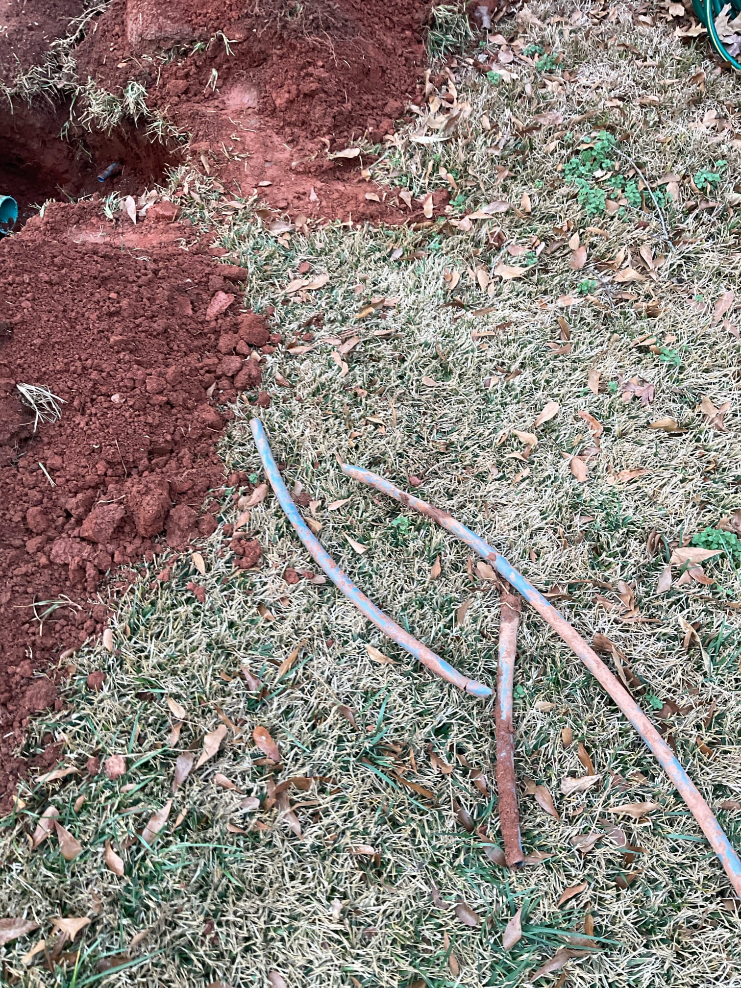 Arrived today , customer and Tim both heard running water sound underground by the water meter , turned off shut off in crawl space , noticed meter still moving , determined leak is outside with polyurethane piping , we installed new 1” black poly pipe today with shut off valve with access box after meter outside.  