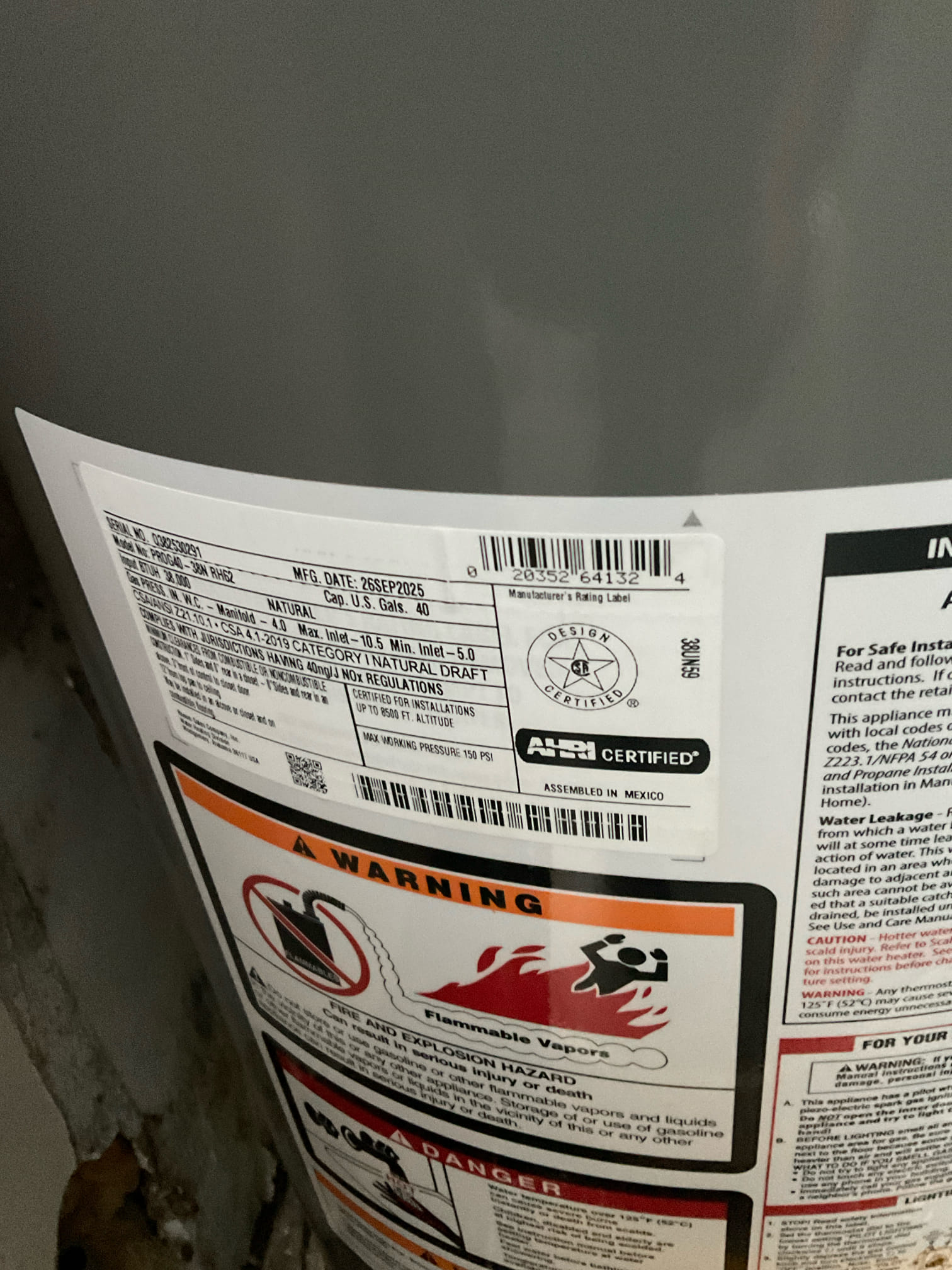 Replaced grey poly water line from water meter to the home under the stair with concrete breaking and fix back , add shut off valve outside with a box 
Also replaced an over 20 years old 40 gallon gas water heater with a new Rheem pro gas heater , new gas shut off valve and flexible gas connector installed 