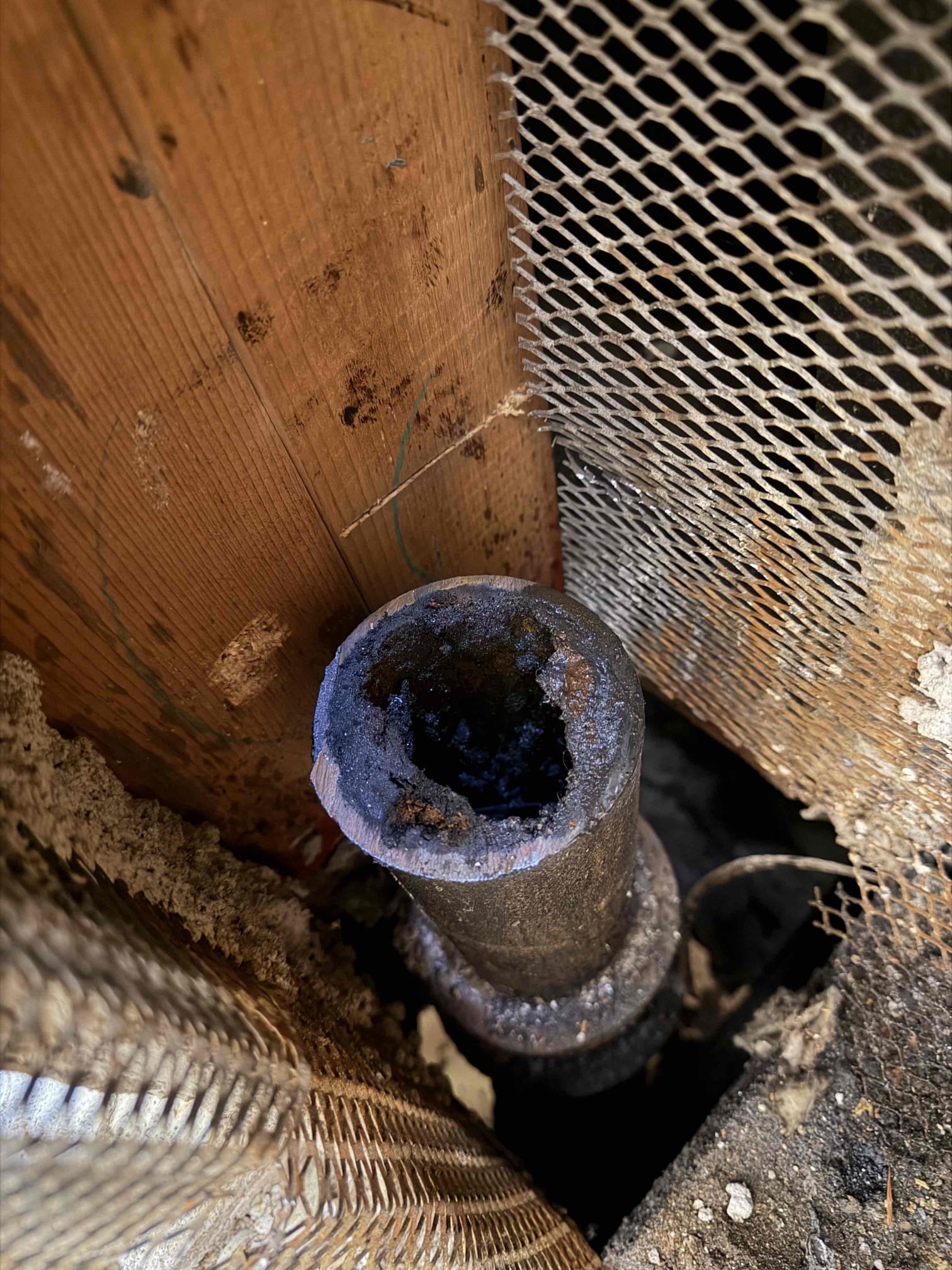 Upstairs behind lavatory faucet cut out section of broken cast iron piping and replace with new pvc piping. Lavatory vanity will need to be removed in order to have access to pipe. Also will need to cap hot and cold water lines.

Chen plumbing may remove vanity but won’t be responsible for putting it back and also won’t be responsible if broken

Went ahead and completed quoted work. Tested and no leaks present at this time. Customer also wanted us to reinstall vanity so we did so. Installed new service valves and supply lines. There will be no warranty on service valves and or vanity hook up due to vanity not being properly supported. Tested all connections and no leaks present at this time. Cleaned up work area.

Also, if there’s any other leaks on cast-iron, there will be an additional charge to make repair.