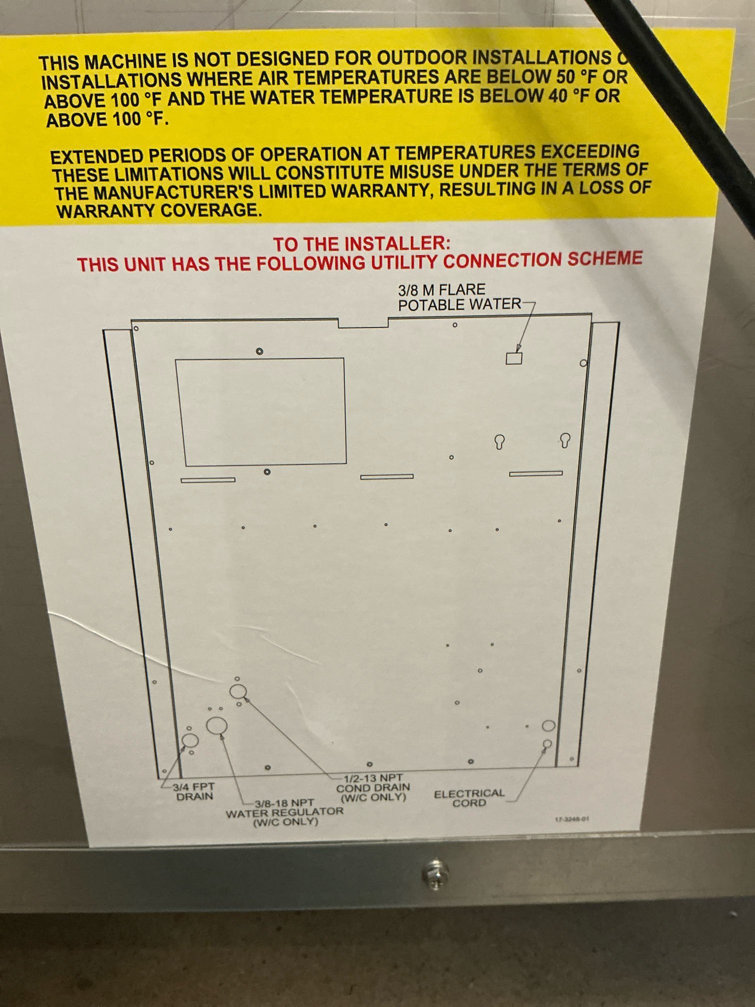 Client called us out to install their new customer supplied commercial ice maker machine. We disconnected the old unit to then install the new one already on site with all new pvc drain with vent on top of the discharge, and it ran to the floor drain grate just behind the unit. They also wanted a ball valve added on the hot line going to the dishwasher for future dishwasher installation. We installed a 1/2” sharkbite ball valve per client request. Since we were shutting the water off and all the other shutoffs In that area we’re looking rough and missing handles, we replaced 4 angle stops in the process. Turned water on to unit and it seems to be operating as it should be. Stopped a couple leaks and unit is running.


1 yr labor warranty