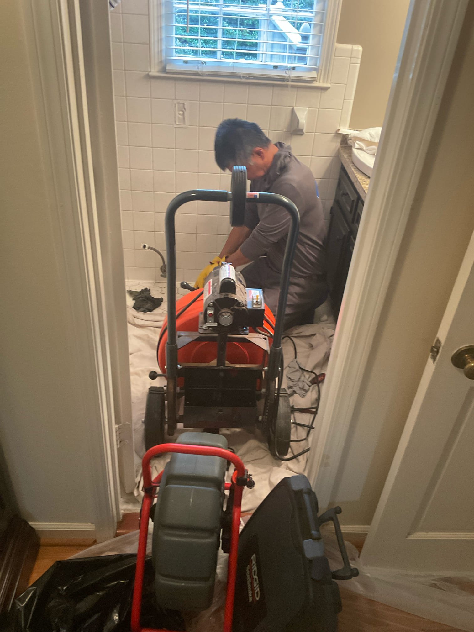 Today we arrived with main line blockage issue , we removed toilet in hallway , use 100 feet snake cleared blockage , after we cleared line , we did camera inspection found blockage was related to old cast iron pipe and customer flushed lots wipe down the line , pipe need replacement with pvc 