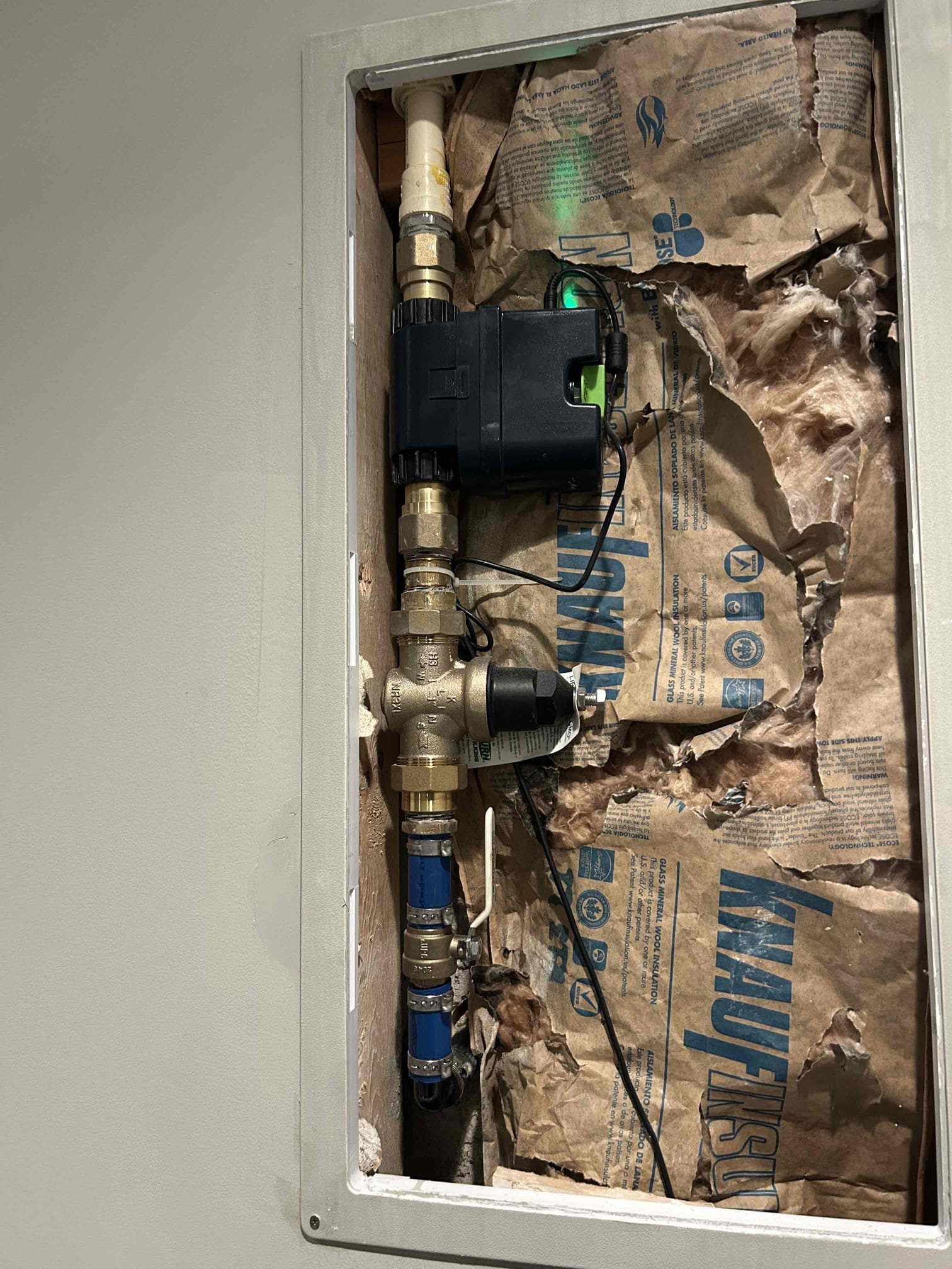 Customer supplied part 
Rebuild Moen Flo

 Customer had the replacement part for the Moen flow, which is indicating the turbine turbine had failed causing incorrect numbers on the Moen app and that is what he wanted to be installed. The old parts came out all rusted in the customer had the parts waiting for her to be installed lubed up both old rings put the new turbine in and put the unions back with the flow attached. I had to carefully shop vac the water out of the pipes in order to not make a mess on the floor however I did put a plastic drop cloth down for extra measures just in case any water did come off the wall and onto the floor once complete. There’s no leaks in. The customer verified that the Moen flow app is working correctly now And at this time there are no further issues. Water pressure is about 65-70 psi roughly it’s a furthermore. The customer has two water heaters. One of them is from 2015 and the other one is from 22.
