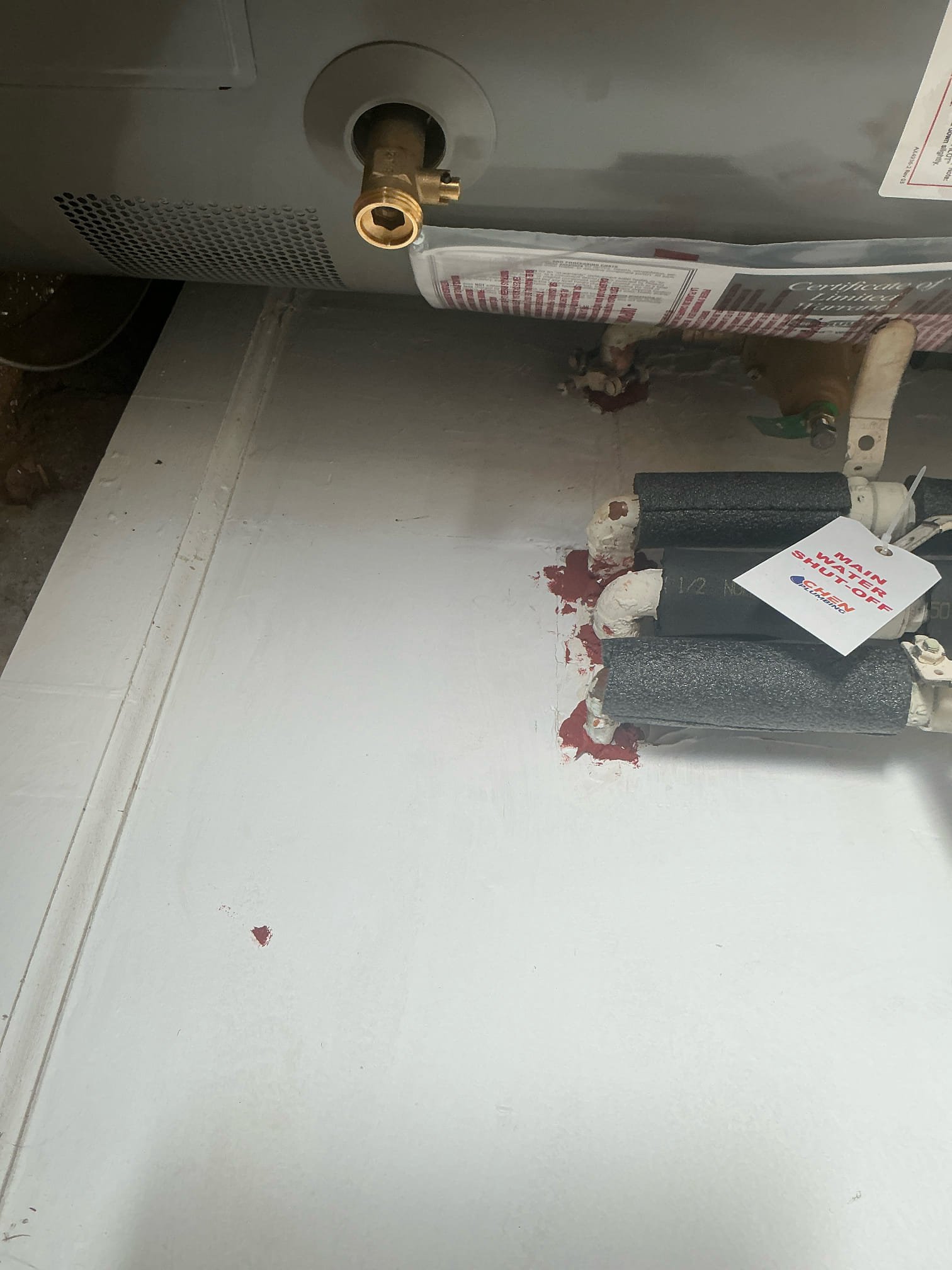 Came back out to insulate the water pipes on the water heater and fire caulked the water line penetration holes through the walls. 