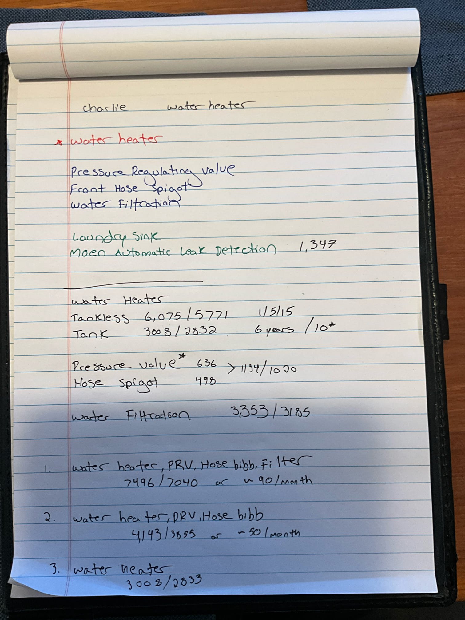 Call for leaking water heater.

Met with Charlie and discussed the issue. He showed me the water heater, which had water pooling below it for the last day. Charlie said they haven’t had any issues with the water heater until now. 

Inspection and diagnostics: Pressure on home at~68psi at ~10am on a Monday, taken at back hose spigot* (There is pressure escape allowing water to feed from cold to hot, and trickle back in to water heater. So this reading may be artificially low). Prv is dated as being manufactured in the end of 2017, making it likely installed 7-8 years ago. Galvanized water line appears to have been replaced withcopper, though galvanized tee and line exist for hose spigot and main connection. Thermal expansion tank is connected on HOT side of water heater, has no support, and the bladder is ruptured. Tank weight is pulling copper pipe to the left. These symptoms lead me to believe pressure regulating valve is failing, allowing high pressure events to cause damage to plumb