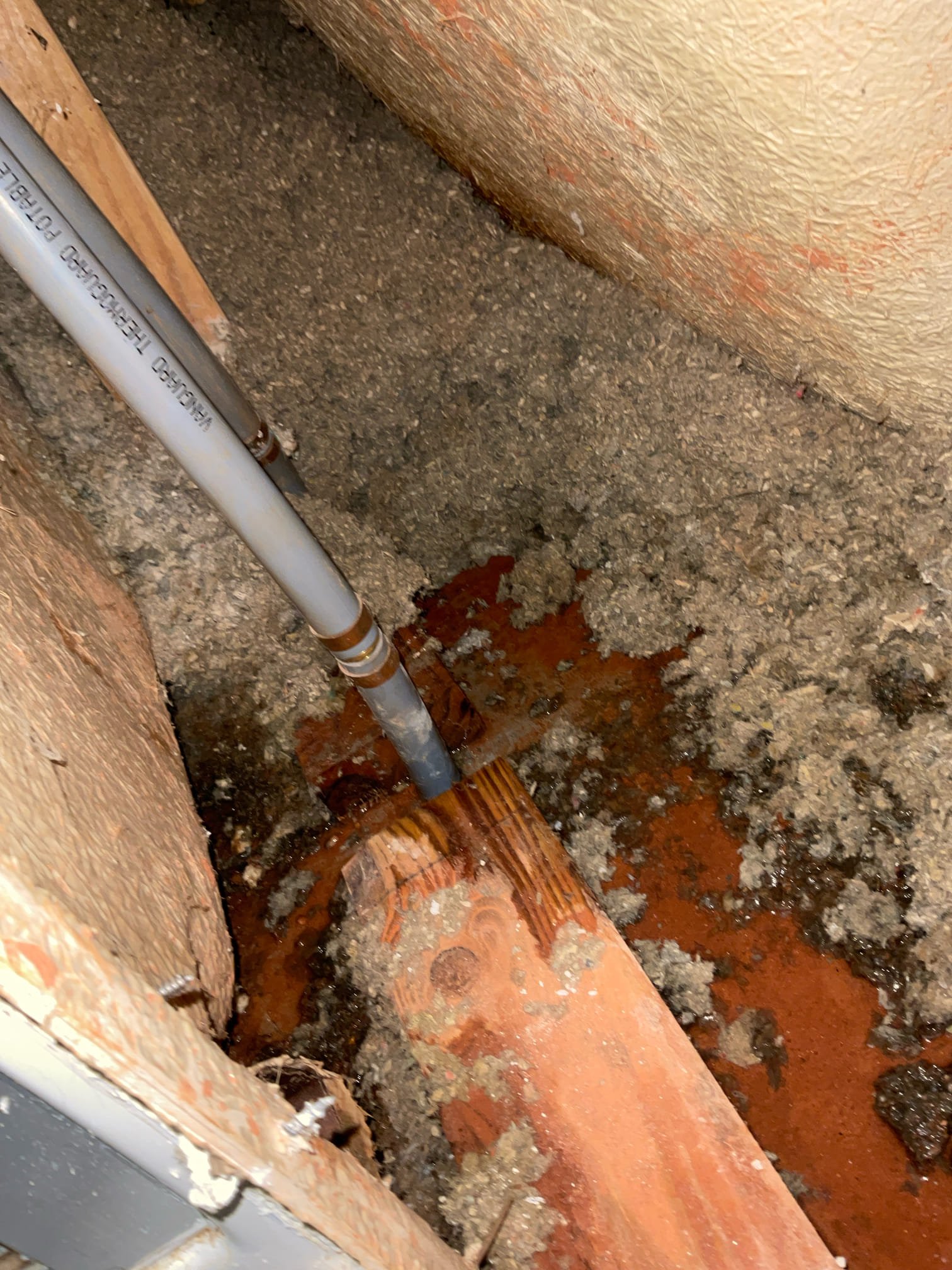 Remove shower. Bust up slap and make repair on leaking water line. Any additional work needed there will be an additional charge.

Also NO WARRANTY ON REPAIR due to type of pipe. 

Customer will be responsible for any reconstruction needed. 

Chen plumbing will not be responsible for reinstalling shower and or for damages to shower.

Customer Todd and Kim Davis stated that they had a leak coming from the slab in the bathroom. From access point saw water bubbling up on cold side waterline. Gave customer quote to remove shower and bust up concrete to find leak and make repair. Customer agreed so we went ahead and removed shower. Use jackhammer to bust up slab and locate leak. Found leak on cold side waterline on a gray poly pipe. Shut water off at meter. Cut out bad section of poly pipe and replaced with pex pipe. Turn water back on and tested, and no leaks were present at this time. Wasn’t able to reconnect tub valve because it had the wrong adapters on it. Stated to customer that it wi