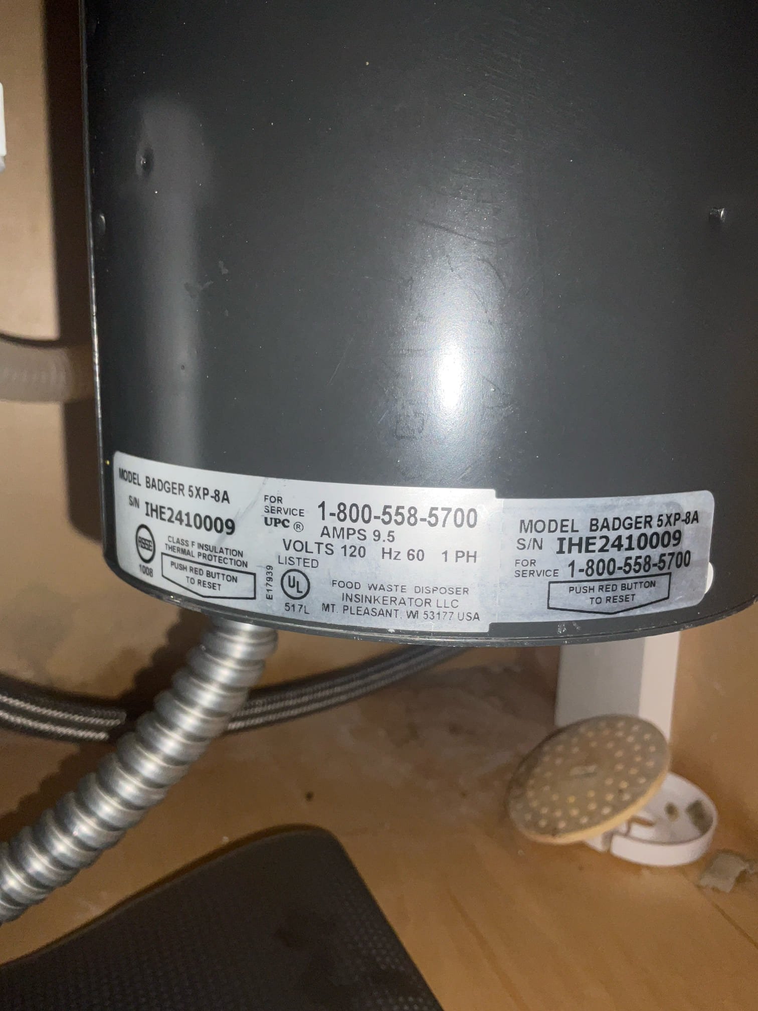 Replaced a leaking disposal with 3/4 hp insinkerator disposal 