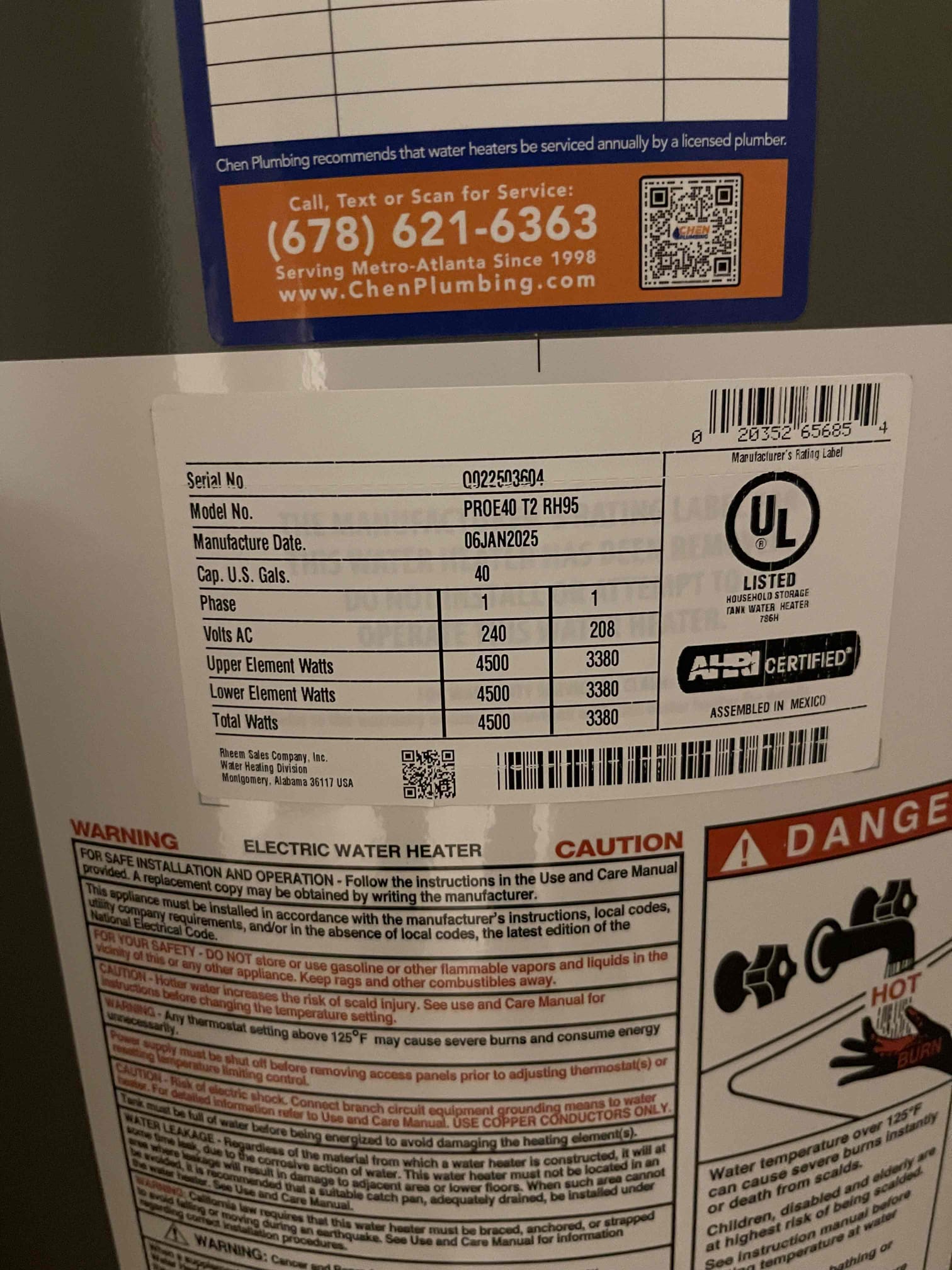 Customer had an electric tankless that was not getting the water up to the adequate temperature. Went through the manual and checked everything the book said for possible issues. Could not restore proper service to the unit. Customer elected to just replace it with a tank. Purchased material and installed new 40 gallon electric tank. Tied back into existing plumbing. Ran new t&p through the crawlspace and out of the side of the home. Tested to ensure a leak free installation. Customer is going to have an electrician come out to remove the wiring from the old unit and run power to the new water heater. We bled all the air out of the tank so it will be ready to power on as soon as the electrical is connected. No further issue at this time. 