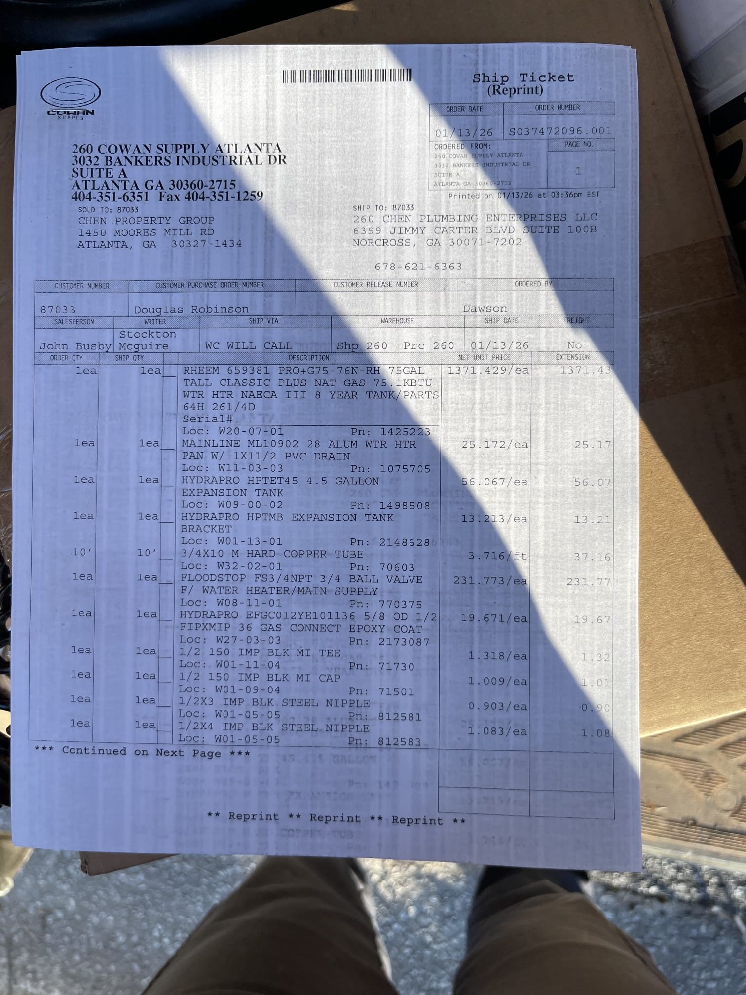 Replaced 50 gallon water heater with a 75 gallon gas water heater. Upsized vent to 4”. Installed a flood stop. Set expansion tank to 80 psi. Tested to ensure proper function and a leak free install. 