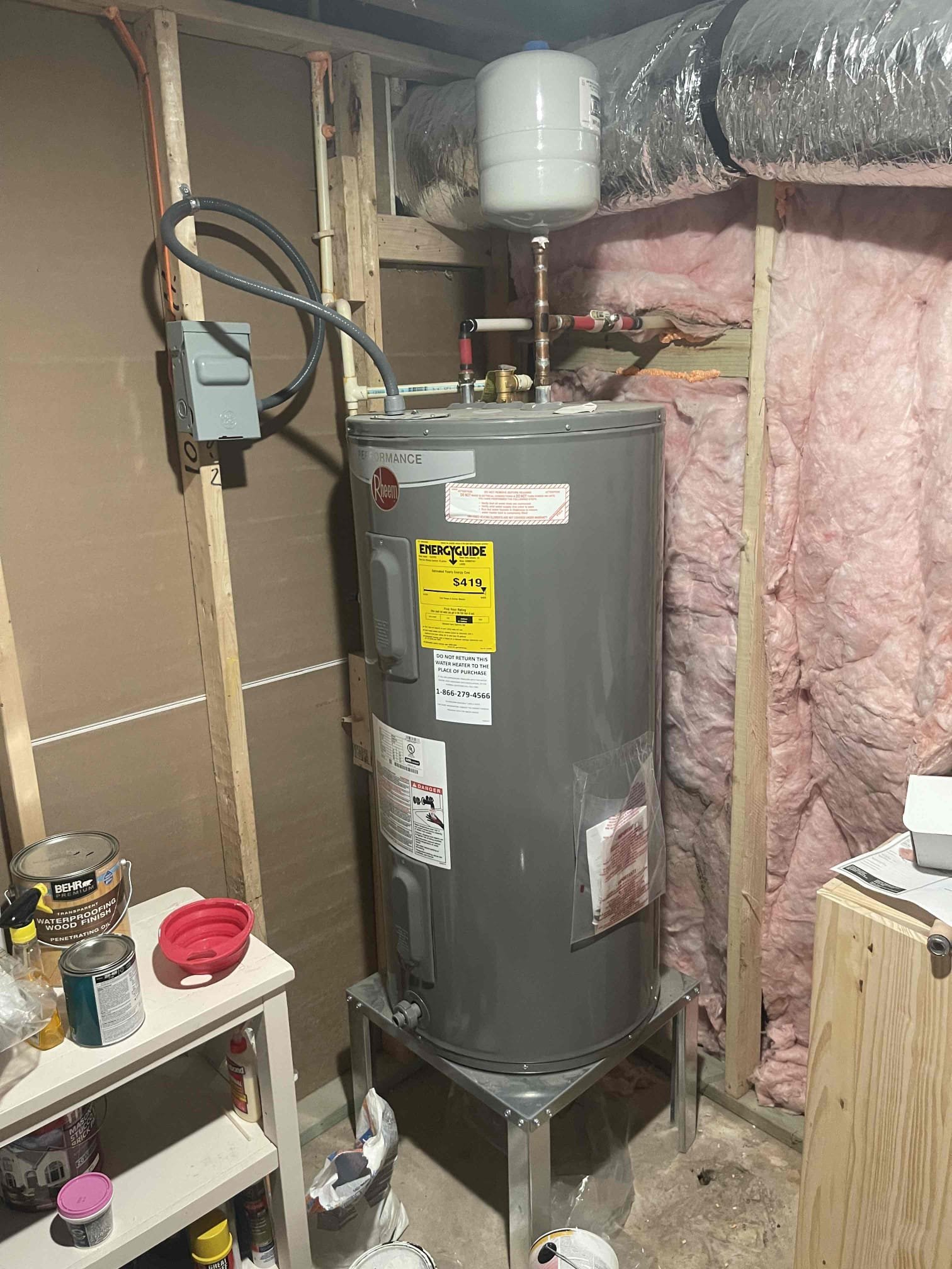 Left quote to install second water heater. Quote will require homeowner to have an electrician out to run power for the second tank. 