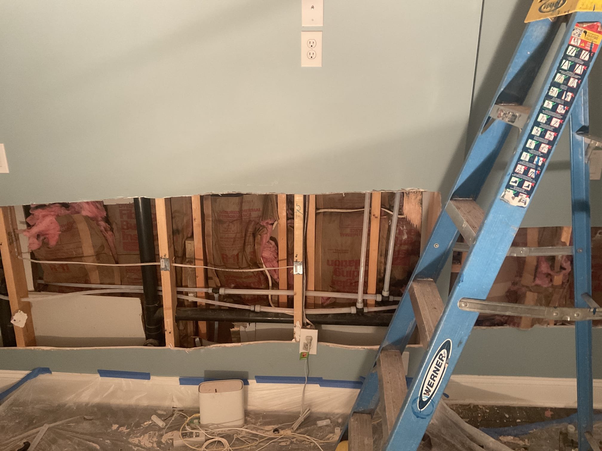 Repipe copper to uponor pex A , connected back to the existing copper for two upstairs bathroom and one hose bib in the back under the deck 