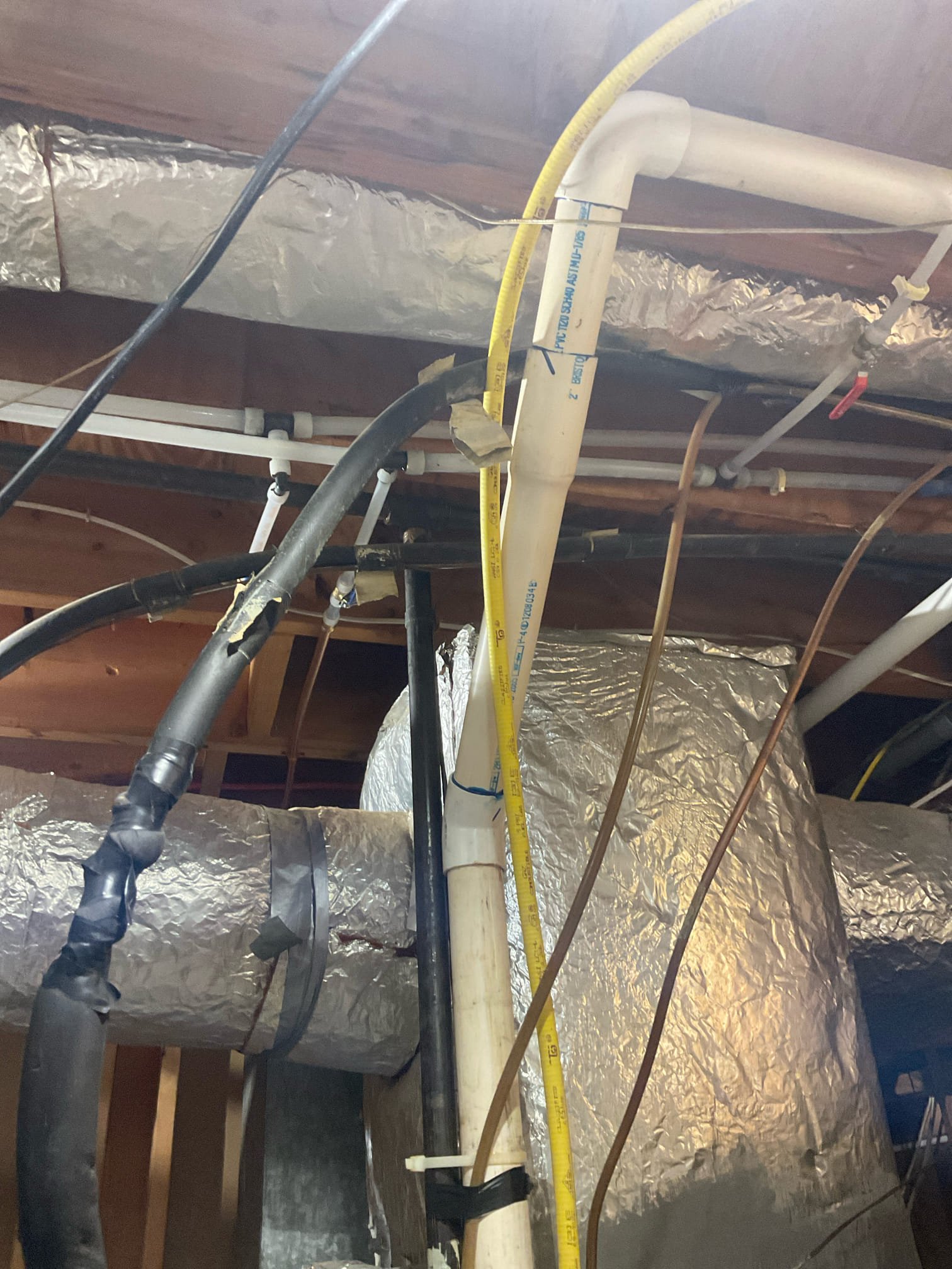 Repipe copper to uponor pex A , connected back to the existing copper for two upstairs bathroom and one hose bib in the back under the deck 