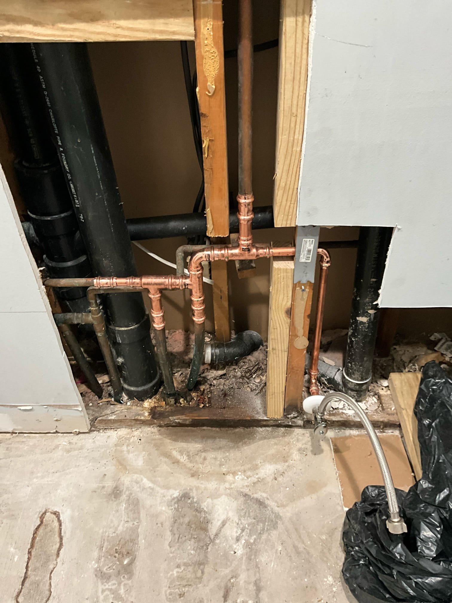 Call for leak inside wall in bathroom.

Arrived and met with Cristy (Ms. Marjory’s daughter). She showed me the issue, which was a drippin pipe inside the wall in the bathroom near the front door. The pipe has a leak, and looks like when repairs were being conducted a board was moved, nd the board had a screw that has very slightly pierced, or caused a drip over time. The toilet shut off valve and copper were Lao severely corroded. When testing the pressure at the water heater I found water pressure extremely low. I believe the prv is behind a fridge in the kitchen. However, recent flood damage and construction have resulted in a lot of furniture and belongings piled in front of this cabinet nd fridge, so I did not have an opportunity to move it. Ms. Cristy does not know where the water comes in to the home, aside from the street mainline.

I recommend replacing the leaking section of pipe, as well as the corroded section. Furthermore, I believe the prv may be in late stages of failure