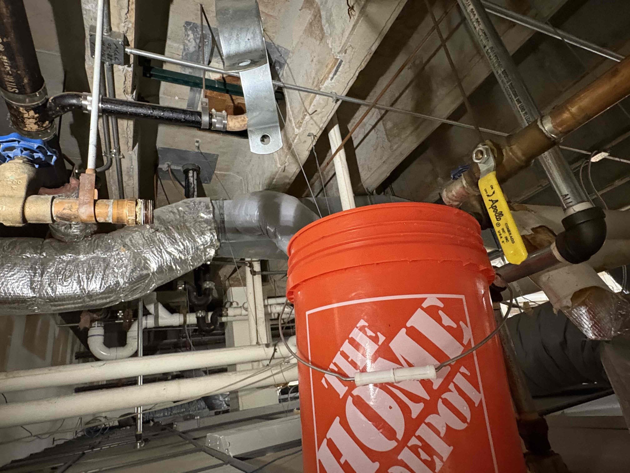 Came out today to replace the bell and gosset booster pump up in the ceiling that we had previously looked at. Client bought their own replacement booster pump and new unions. We removed the old pump and began to remove the unions. Got the first one off, and while trying to get off the 2nd, the old copper pipe pulled right out of the solder joint due to it being in the fitting only a quarter of the way. So, we ended up replacing that 1” ball valve with new propress ball valve, replaced the check valve with new spring check, then proceeded to pipe the rest of the pump in. Pump is supported by a clevis hanger and fastened to the concrete ceiling with all thread rod. Got air out and tested. After tightening up a small drip on the unit, we are good to go. 

1 yr labor warranty

Service fee is no longer waived for commercial work. 

Bill out. 