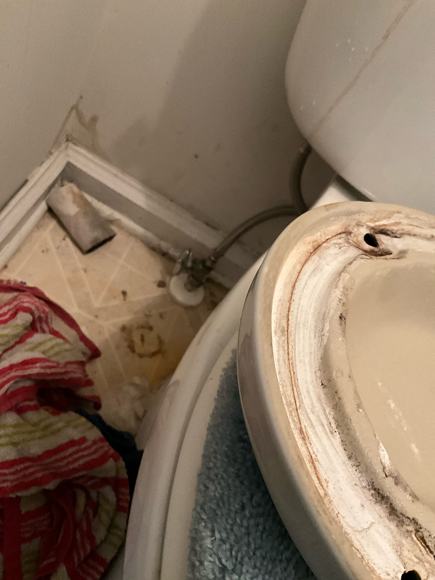 Call for running/leaking toilet.

Met with Musa and he explained that the toilet has been running and dripping water in the master bathroom. 

I inspected toilet and found the fill valve was broken and spraying water. Water was being sprayed at toilet handle, and on lid, resulting in drops under toilet. Shut off valve didn’t work. Also checked kitchen faucet at Musas request. Faucet is a builder grade faucet and is leaking from housing. Checked pressure and found it to be over 80psi. 

I provided options for repairing and replacing prv, toilet, and faucet. Mr. Musa elected to repair toilet today. I replaced toilet fill valve, supply line, and replaced shut off stem. Slowly pressurized house and checked for leaks. I still encourage replacement options for builder grade fixtures and toilets, as the age and condition of the rest of the components is still a concern. Because of deteriorated components, we can only offer warranty on our work. The high water pressure may cause damage to inst