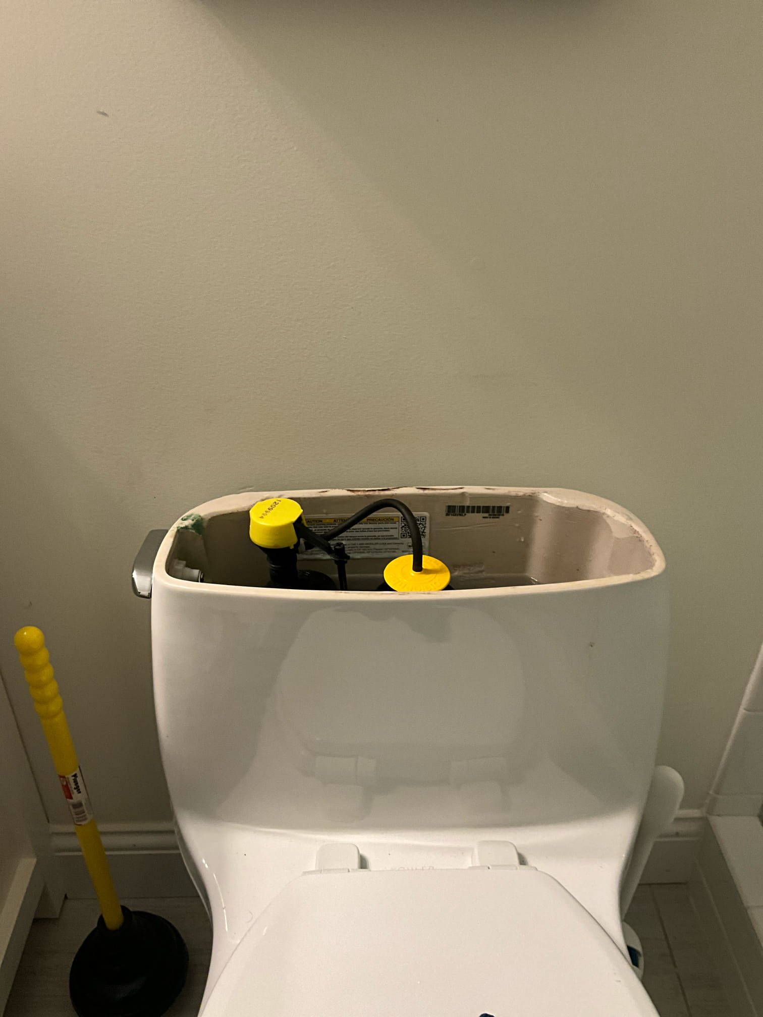 Call for toilet handle broken.

Arrived and found Kohler toilet with a rusted handle. I also found the flush canister cap broken, allowing the fill tube to spray water at the side of the tank.

Replaced handle with a new Kohler handle. Also replaced cap for flush canister.

Tested and no other issues at this time.