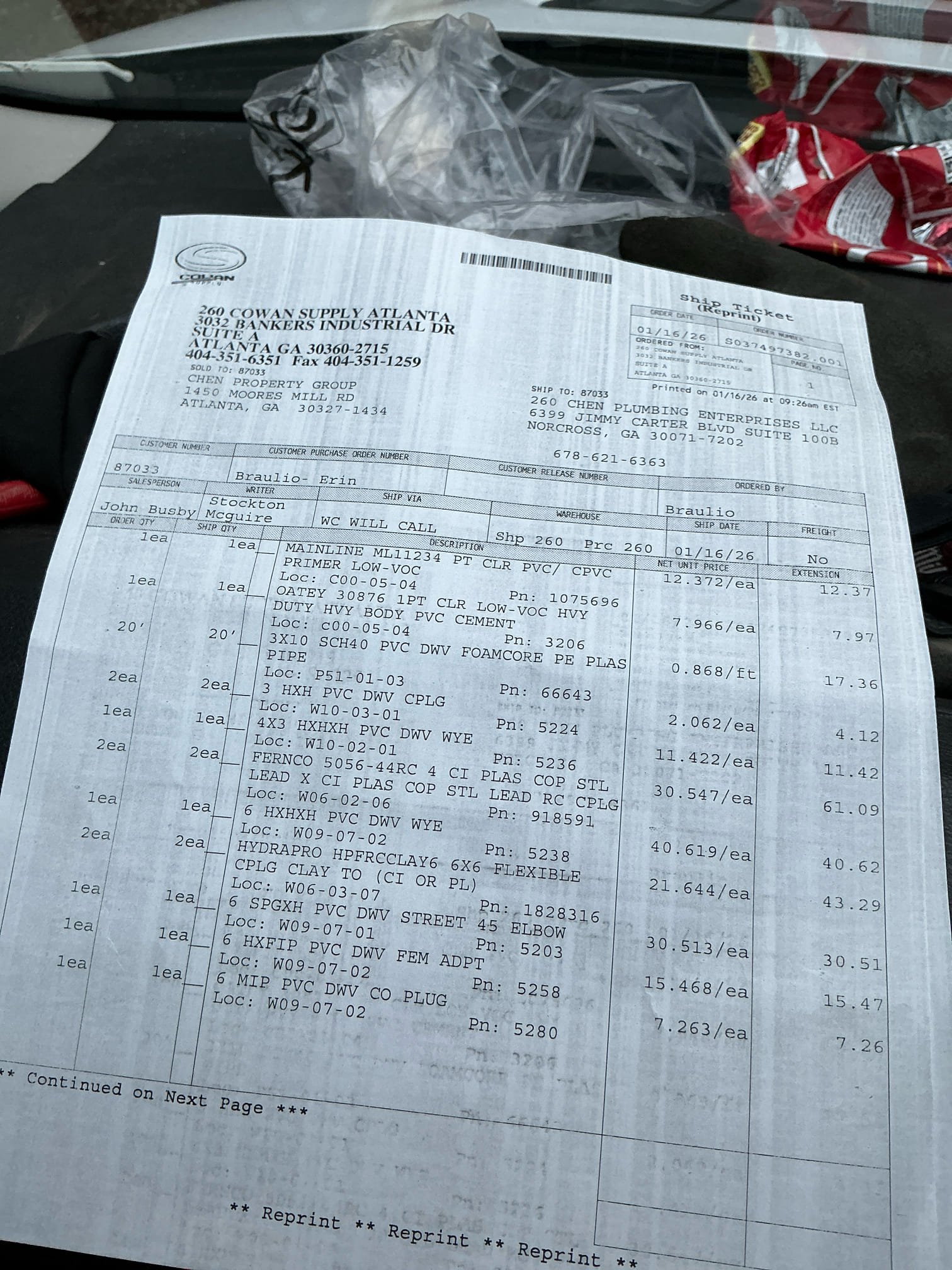Customer approved estimate for drain replacement in slab, and installation of an exterior cleanout at root infiltration site.

On Friday, January 16, 2026, containment barriers were set and work area was protected. Concrete slab was open, deteriorated, cast-iron piping was removed, and new PVC was installed and tied into existing PVC in crawlspace, and to mainline leading out of house. line was camera inspected both upstream and downstream. We saw no significant defects noted beyond typical age. Concrete was in repoured and  area cleaned.



On Saturday, January 17, 2026, exterior excavation was completed at previous blockage location. Significant root infiltration was found and documented. A cleanout was installed at area where root was identified. Then camera inspection further down line confirmed more root infiltrations customer was then notified of root infiltrations.


All new piping was properly supported, soil compacted, as well as all piping was tested. Work was performed profe