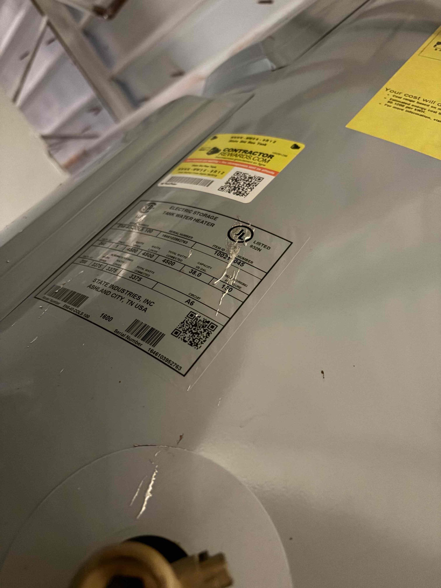 For this job we would have to repipe the water lines on the water heater, from a 8 feet and below and reconfigure the the electrical system to be brought down lower to accommodate the new heater. On ground level. The customer will need to hire an electrician to extend the whip. Was not able to check water pressure, customer has a main shut off valves 