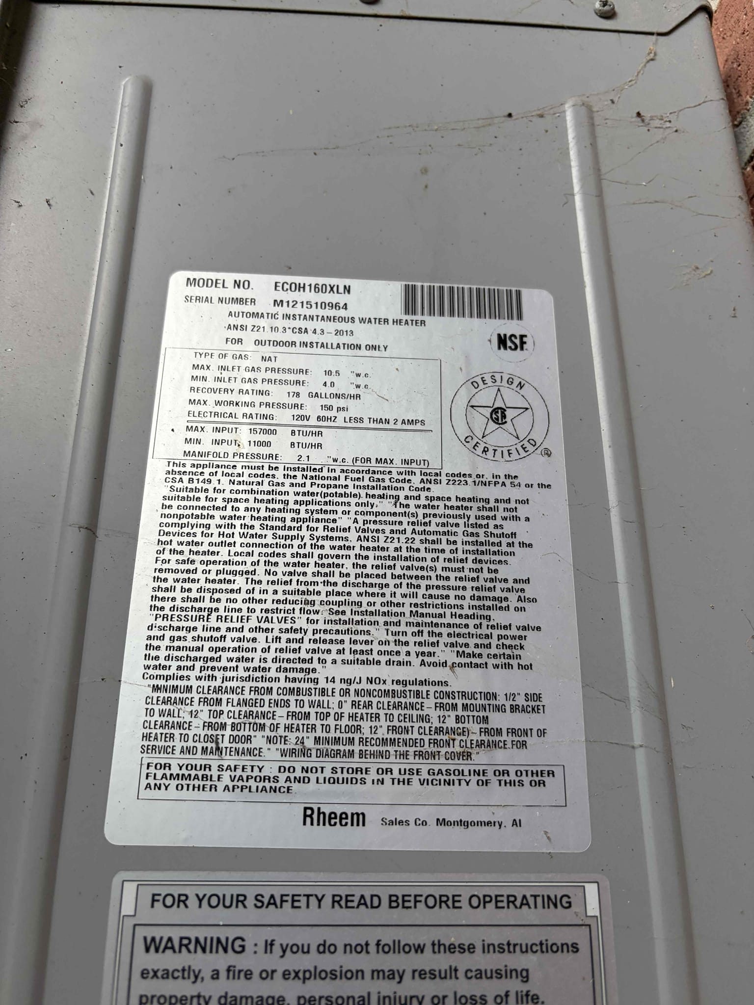 Came out to this customer‘s house to give an estimate on descaling his water heater tankless water heater mounted to the side of the hole is a ream outside water heater unit did not check the water pressure on the home only looked at the tankless water heater however the customer declined and wanted to do it himself at this time. It’s just an estimate only. Charged a service fee for our time