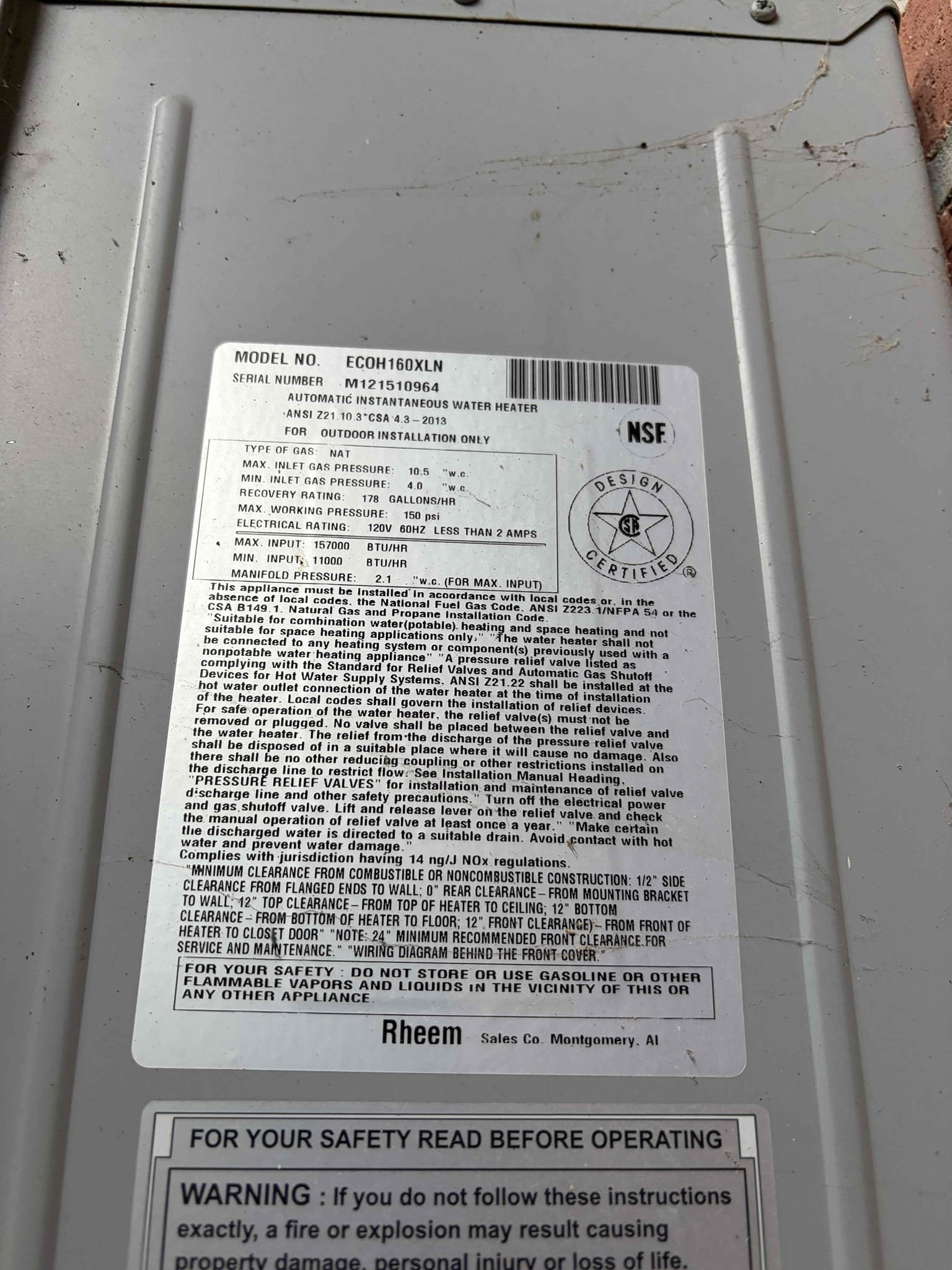 Came out to this customer‘s house to give an estimate on descaling his water heater tankless water heater mounted to the side of the hole is a ream outside water heater unit did not check the water pressure on the home only looked at the tankless water heater however the customer declined and wanted to do it himself at this time. It’s just an estimate only. Charged a service fee for our time