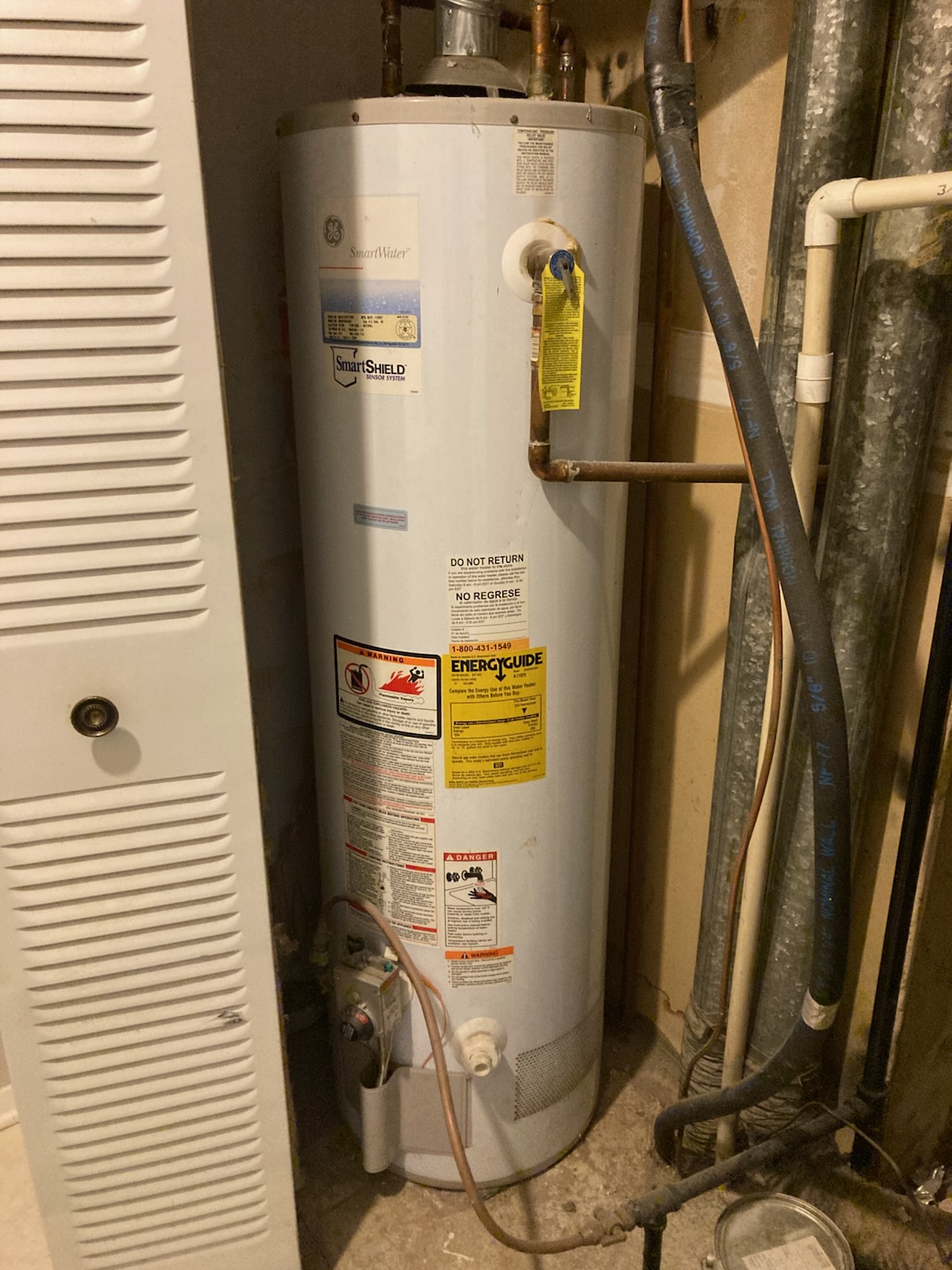 Replaced a 40 gal gas water heater second floor with Rheem 6 yrs warranty heater , expansion tank and pan , flexible gas connector installed as well 