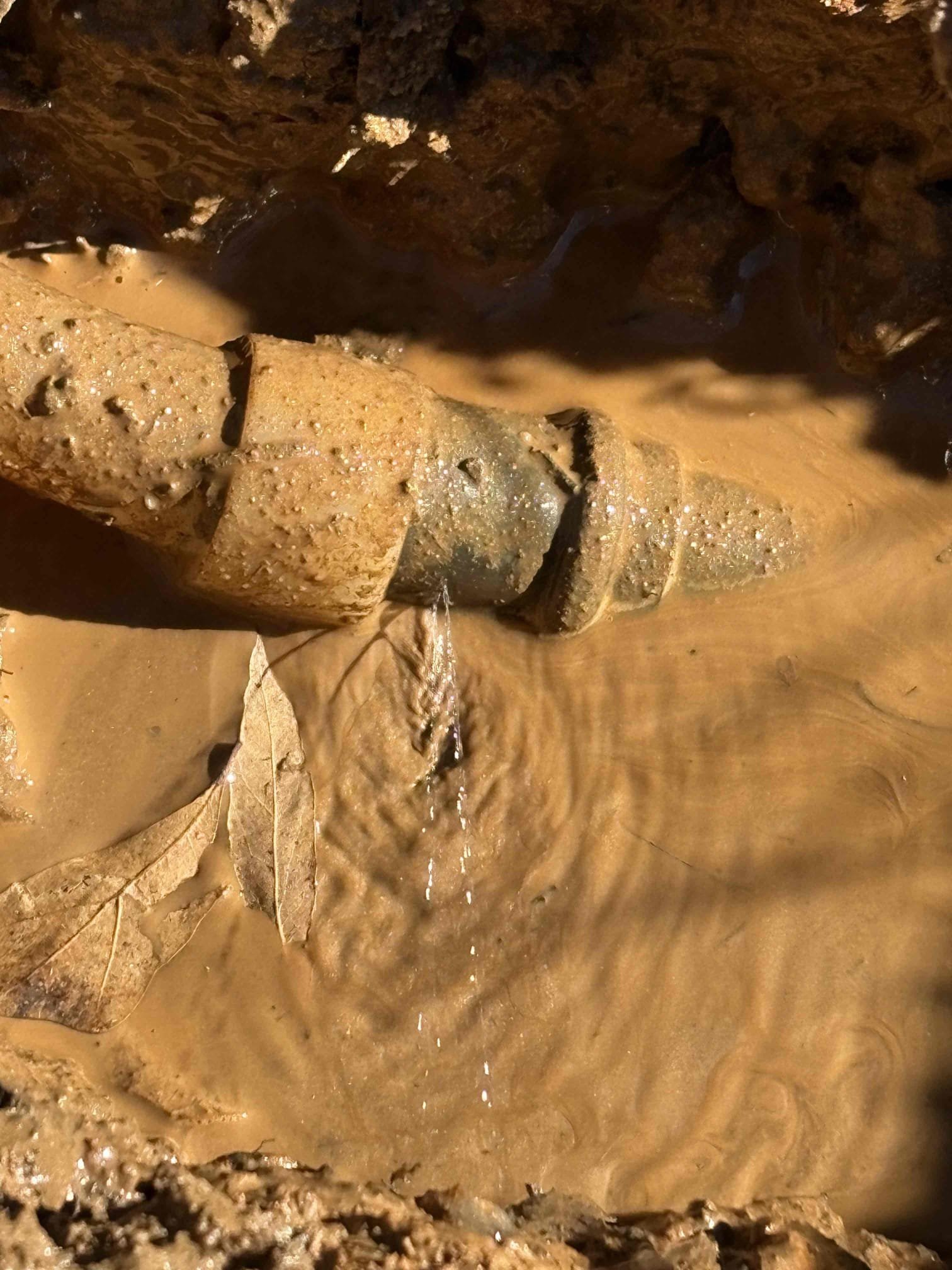 Client called us out due to a leak on their main water service line just in front of the water meter. We had previously done a no warranty repair in Same area right around a year ago. It had a slight leak on side of the copper fitting. The old hole was backfilled with sand and dirt. Due to sand trapping condensation and it being abrasive, it is not ideal for backfilling holes with metal water lines as it rubbing on the pipes will cause slight leaks. Recommend client get a few bags of potting soil or some fill dirt to put back in the hole with the small bit of copper water piping coming from the water meter. 

Home water pressure perfect at 60 psi, safe range is 50-79 psi.

1 YR WARRANTY PER HUNTER