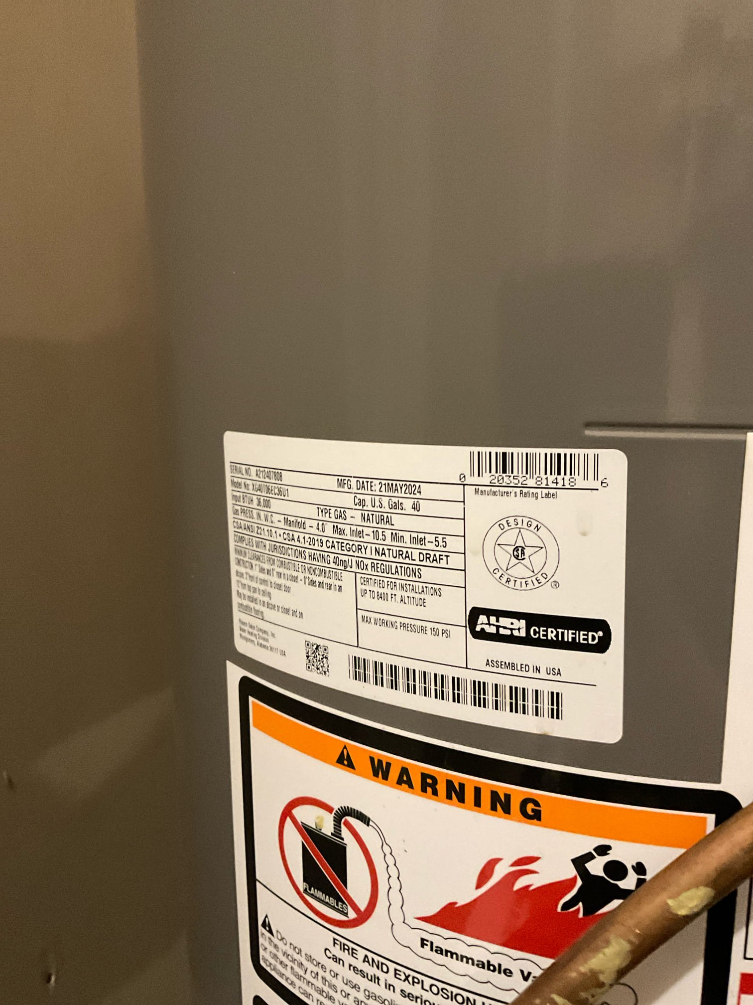 Customer stated that water heater wasn’t heating water properly. Also, customer stated that gas burner assembly and also gas control valve was just replaced. I first noticed that TMP line is not up to code and not properly ran and also that water heater is backdrafting at times due to melted plastic on top. At this time status light on gas control valve is working fine and also there was a flame at the bottom of the heater. Put gas control valve to pilot in status light turned red. Found that error code was throwing for is a flame sensor. Attempted to get gas control valve to throw the same code, but wouldn’t do it again. Stated to customer that there may be multiple issues going on with water heater for example one could be dip tube, cross connection, and etc. Customer also stated that water heater is still under warranty through Home Depot and recommended customer to go get new water heater from Home Depot. Will send customer estimate for repairs needed and also diagnostics for water