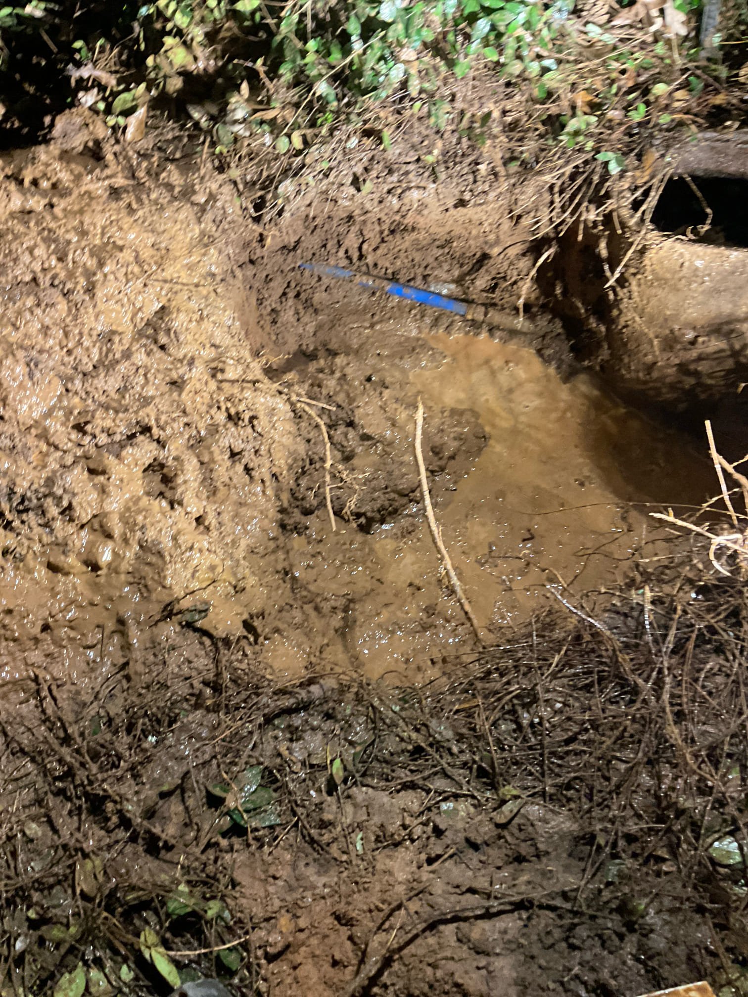 Emergency plumbing services, water running out after water meter on customer side , we dug up area after meter , found problem is from a sharkbite fitting which not supposed use for underground, we cut section pipe , replaced with 3/4 pex b fitting and pipe , tested after repair , no more leaks 