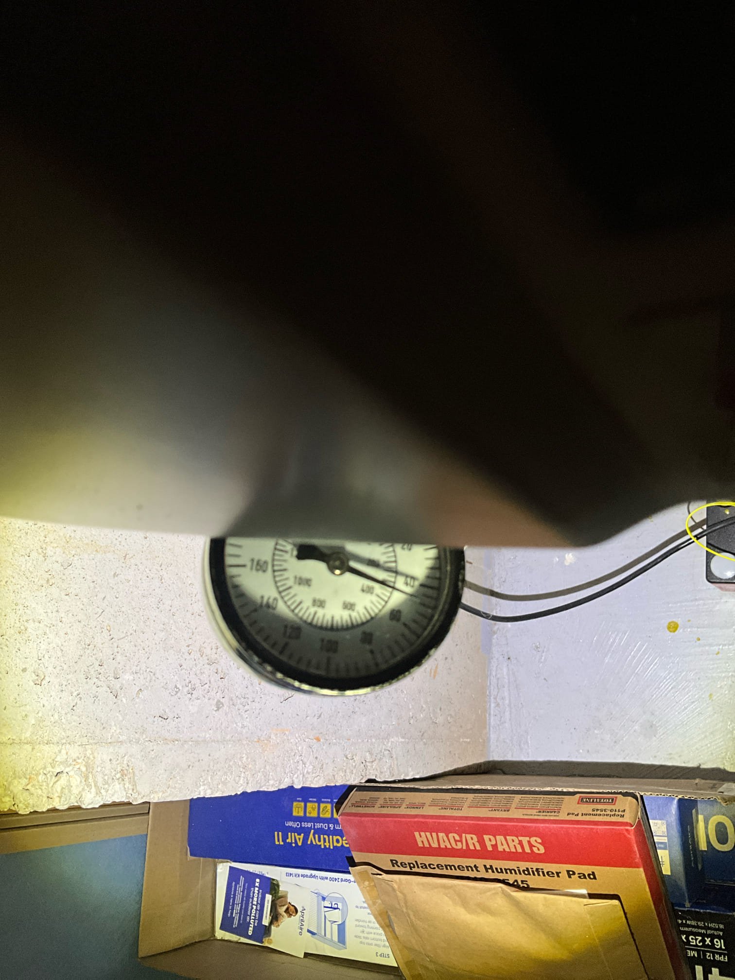 Customer has a rhythmic metallic sounding click in the wall by kitchen, usually late at night. Based on questions discussed with the customer, it doesn’t appear to correlate with direct water usage of any kind. Performed a pressure check and drop test for the prv. Pressure sits around 65 psi, but a lavatory faucet drops the pressure down to 50. Customer had questions about greening on the copper pipes in the basement. Pointed out areas in the middle of copper lines with spotting and explained they are potential leak point in the future. Left a quote for a Flo by Moen and a new PRV based on these first two observations. The tankless unit has a recirculation tee upstairs. When water is heating over night to recirculate it is likely causing thermal expansion in the home. This can lead to the clicking noise that was observed and recorded by the customer. Left a quote to install a thermal expansion tank also. 