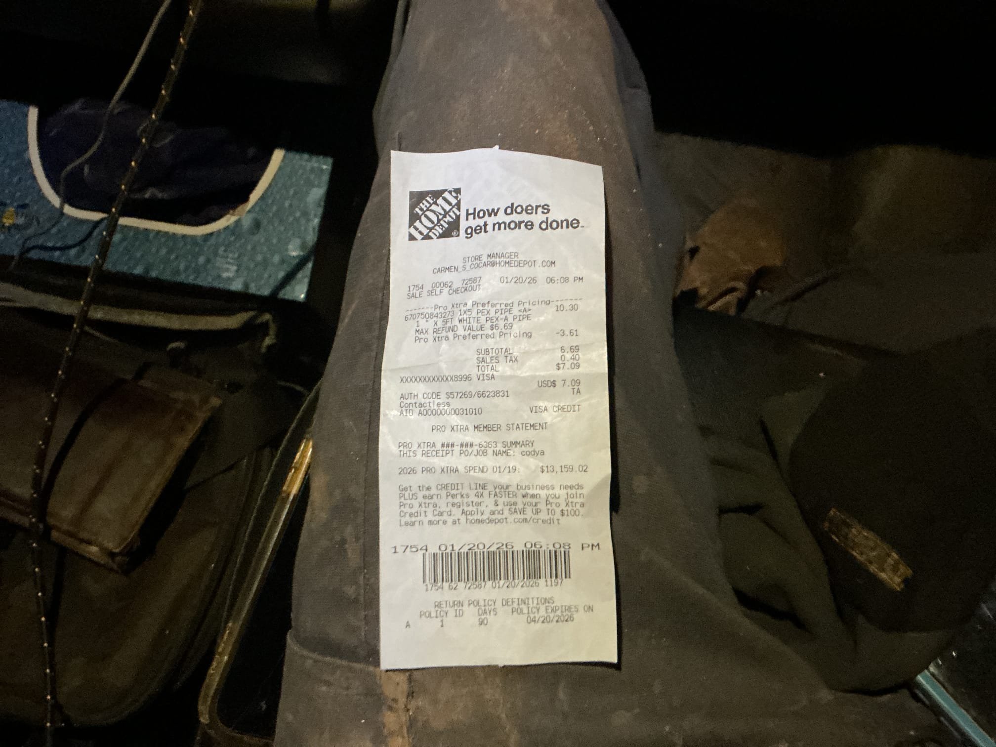 Customer noticed high water bill and had us come out to review issue. Found customer had water service leak on 1 inch polyethylene piping. Found leak to be located at stub out. Dug down to piping, in order to make repair had to run new piece through existing penetration and reconnect inside in the basement of house. After making repair turned on water to check for leaks and proper function then backfilled hole to rough grade. Water visible on driveway is coming from neighbors water service leak. Will be returning tomorrow to install flow by moen and valve for house. Also gave quotes for other items of work. 