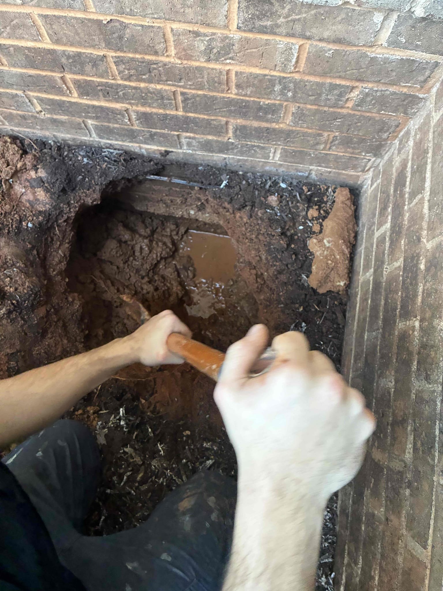 Customer noticed high water bill and had us come out to review issue. Found customer had water service leak on 1 inch polyethylene piping. Found leak to be located at stub out. Dug down to piping, in order to make repair had to run new piece through existing penetration and reconnect inside in the basement of house. After making repair turned on water to check for leaks and proper function then backfilled hole to rough grade. Water visible on driveway is coming from neighbors water service leak. Will be returning tomorrow to install flow by moen and valve for house. Also gave quotes for other items of work. 